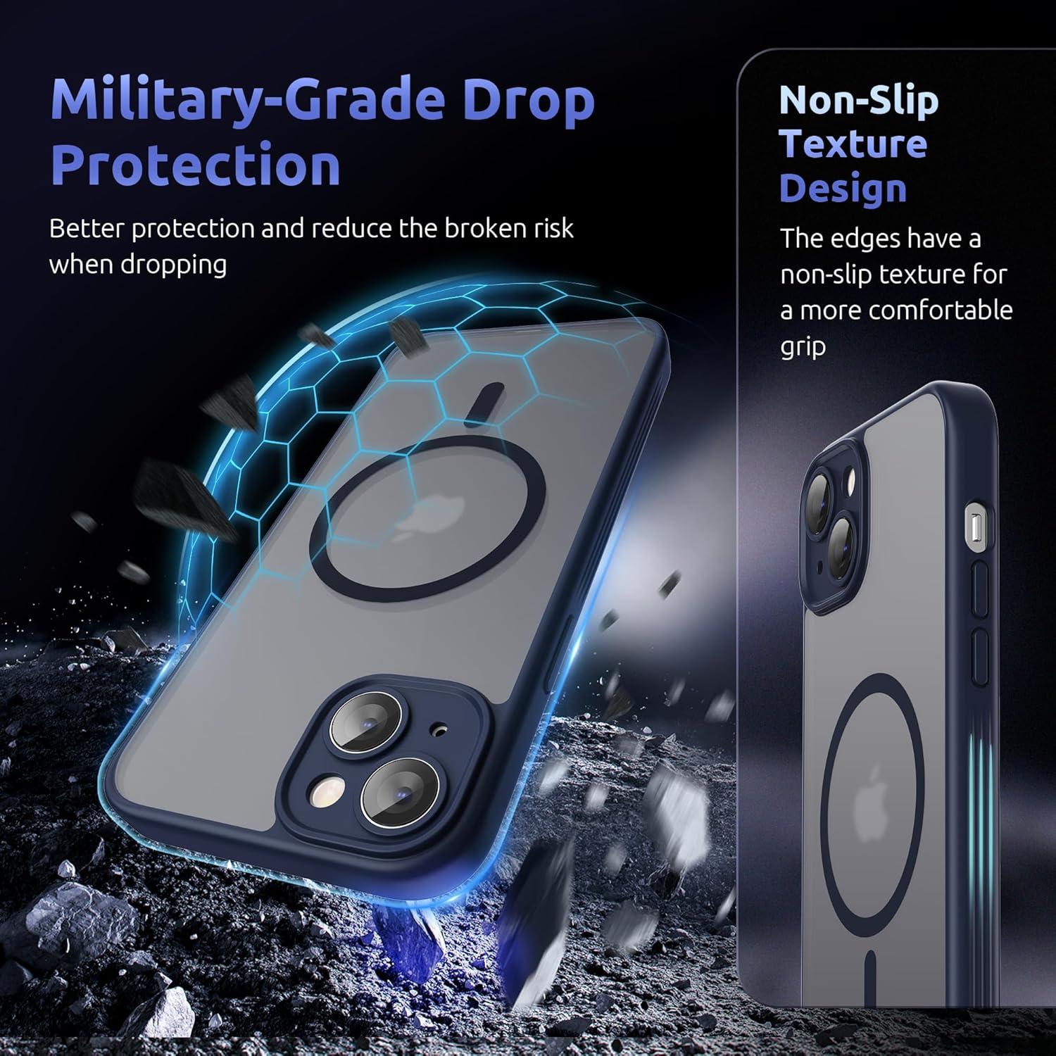 imageSURPHY Made for iPhone 15 Plus Case Compatible with MagSafe and Screen Protector 2 Pack Translucent Matte Phone Case with Camera Protective 67 inch 2023 BlackBlue