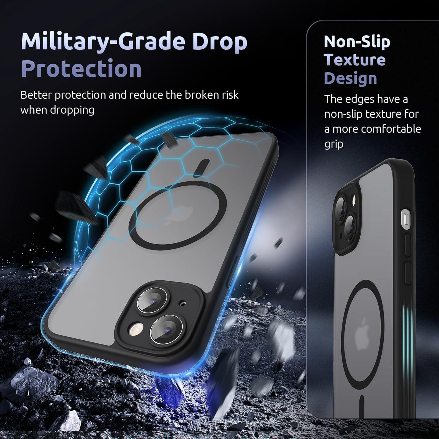 imageSURPHY Made for iPhone 15 Plus Case Compatible with MagSafe and Screen Protector 2 Pack Translucent Matte Phone Case with Camera Protective 67 inch 2023 BlackBlack