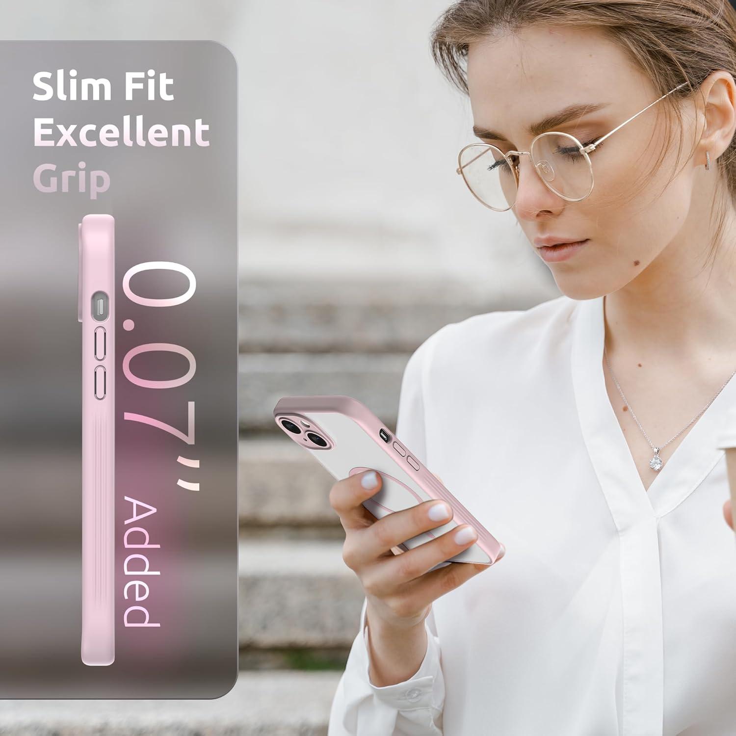 imageSURPHY Made for iPhone 15 Plus Case Compatible with MagSafe and Screen Protector 2 Pack Translucent Matte Phone Case with Camera Protective 67 inch 2023 BlackPink