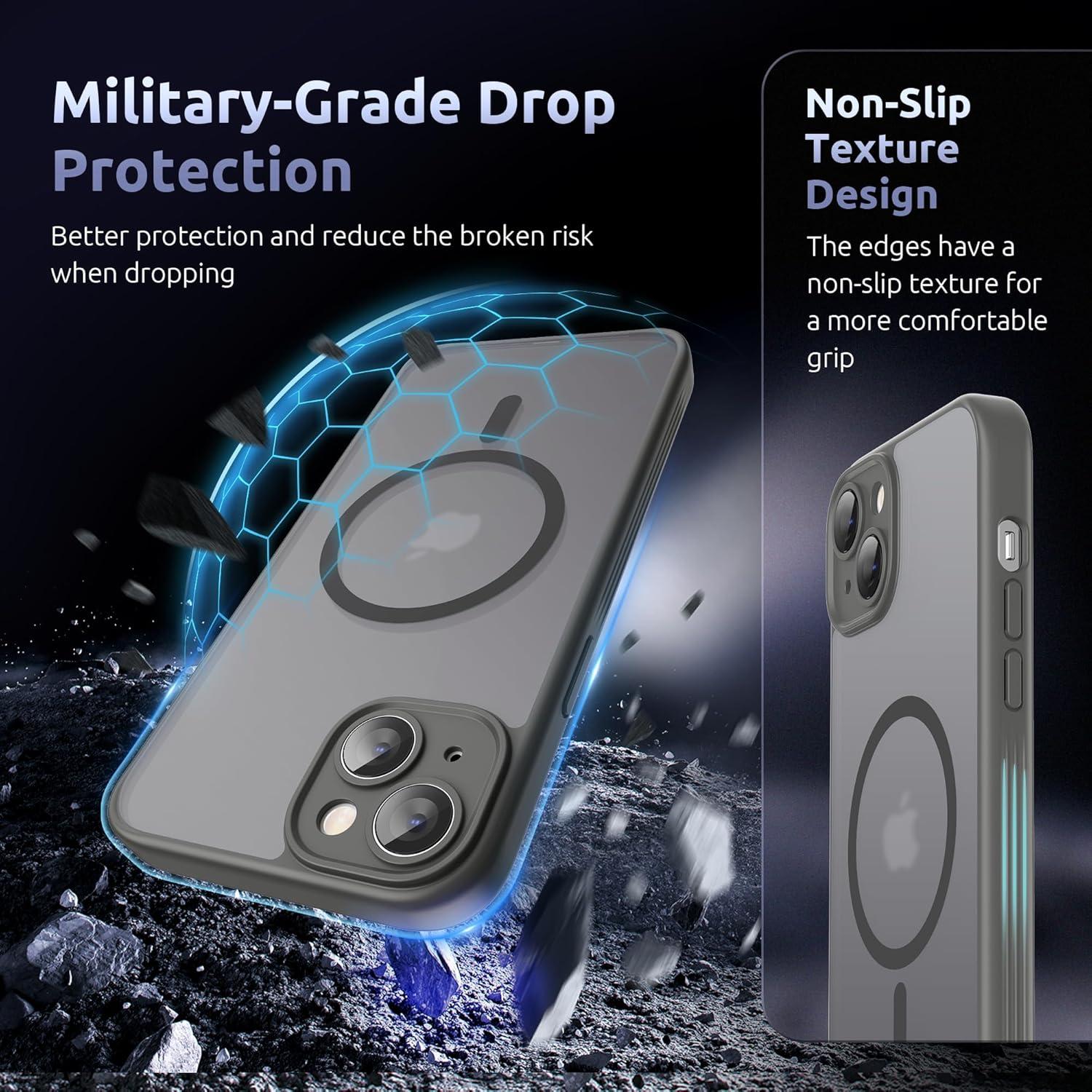 imageSURPHY Made for iPhone 15 Plus Case Compatible with MagSafe and Screen Protector 2 Pack Translucent Matte Phone Case with Camera Protective 67 inch 2023 BlackGray