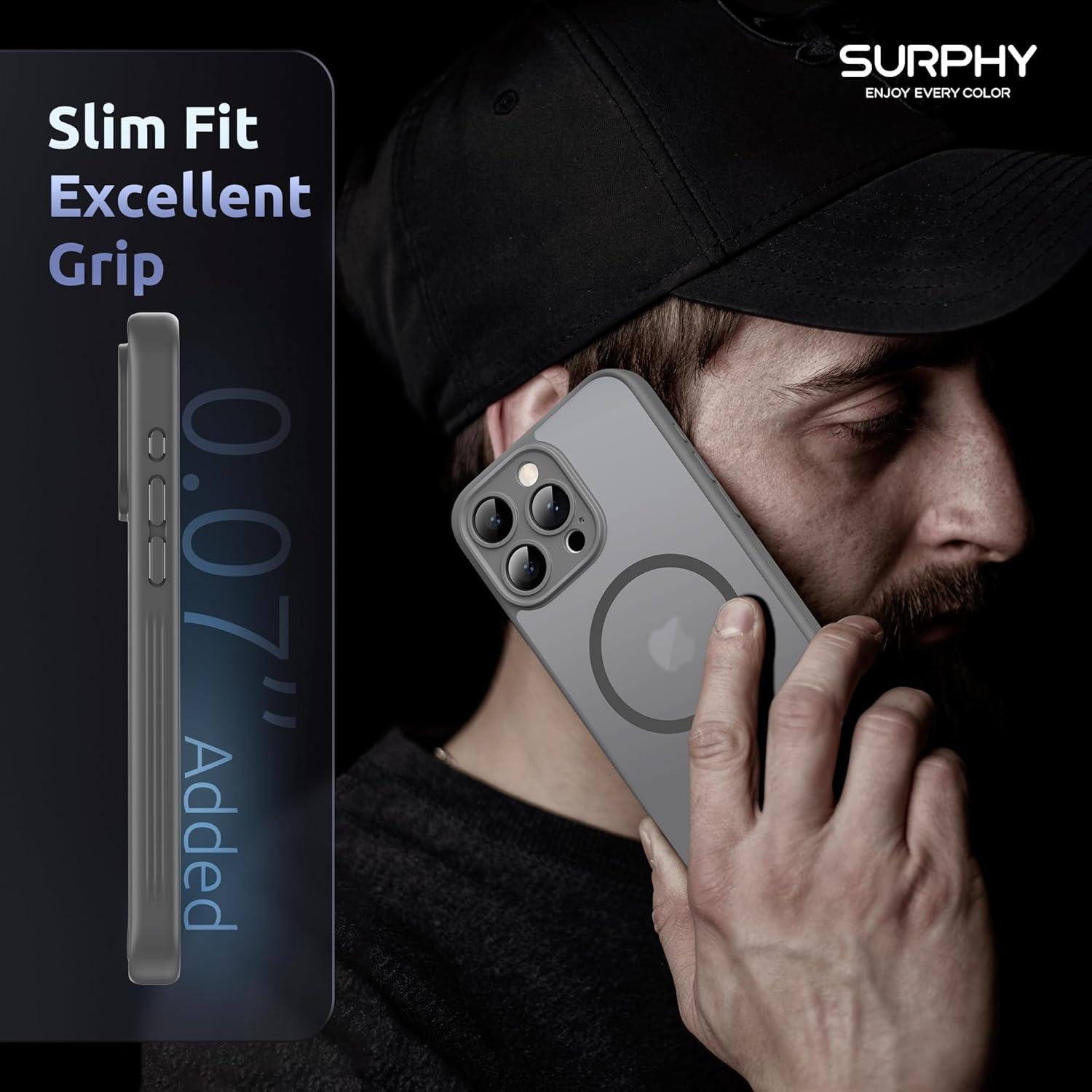 imageSURPHY Made for iPhone 15 Pro Case Compatible with MagSafe and Screen Protector 2 Pack Translucent Matte Phone Case with Camera Protective 61 inch 2023 BlackGray