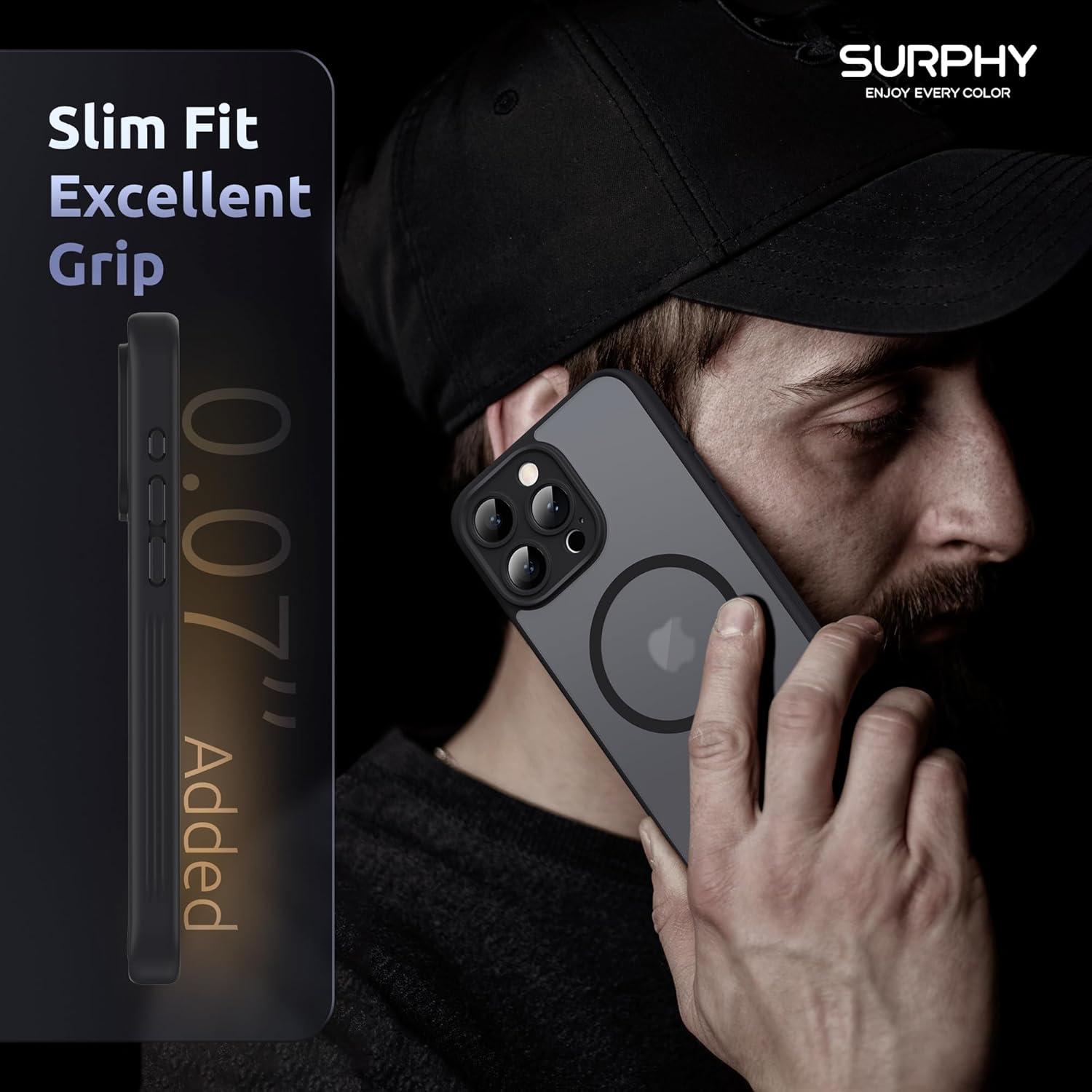 imageSURPHY Made for iPhone 15 Pro Max Case Compatible with MagSafe and Screen Protector 2 Pack Translucent Matte Phone Case with Camera Protective 67 inch 2023 BlackBlack