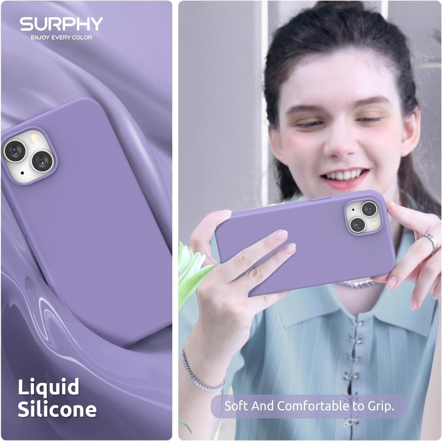 imageSURPHY Magnetic Case Designed for iPhone 13 Mini Case Compatible with MagSafe 54 inch 2021 Release Liquid Silicone Phone Case with Microfiber Lining Cactus GreenLight Purple