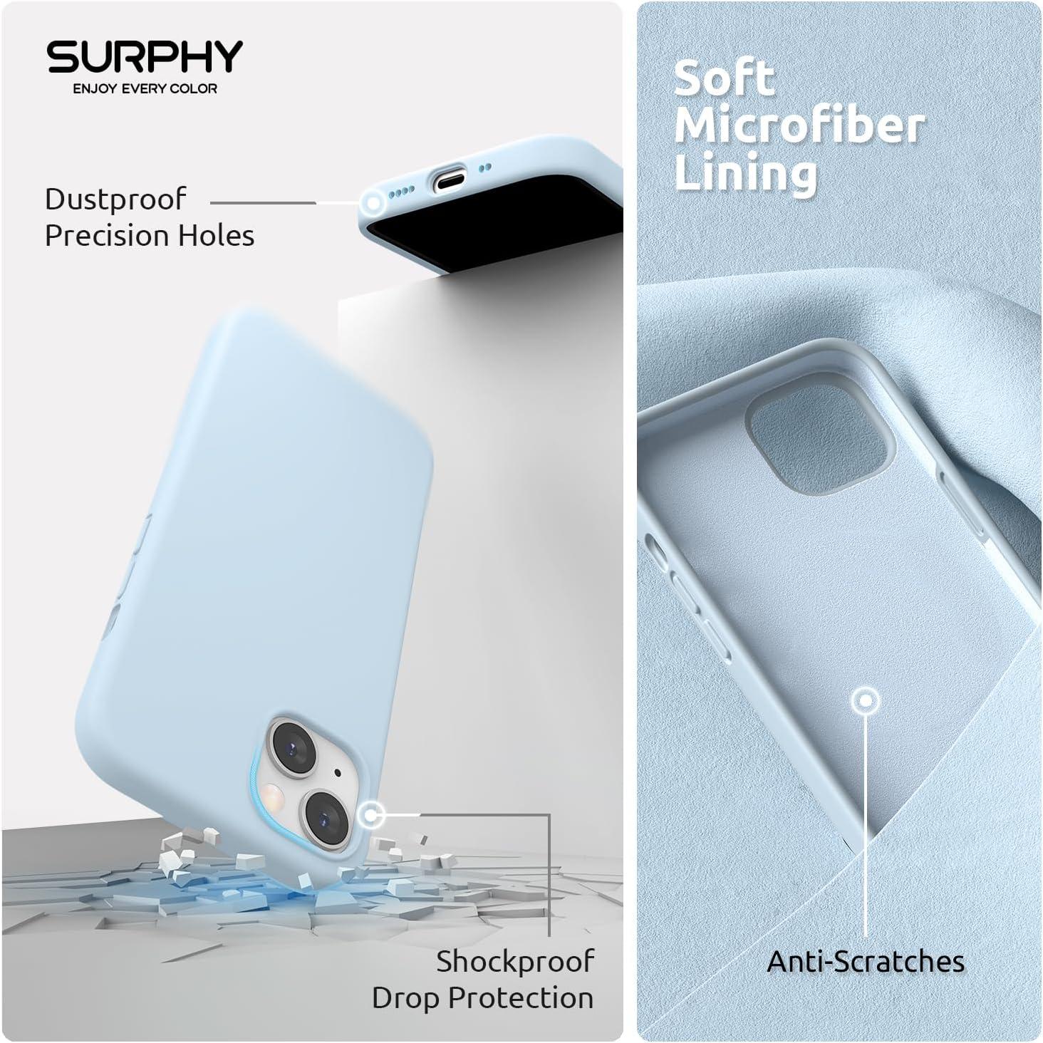 imageSURPHY Magnetic Case Designed for iPhone 13 Mini Case Compatible with MagSafe 54 inch 2021 Release Liquid Silicone Phone Case with Microfiber Lining Cactus GreenCloud Blue