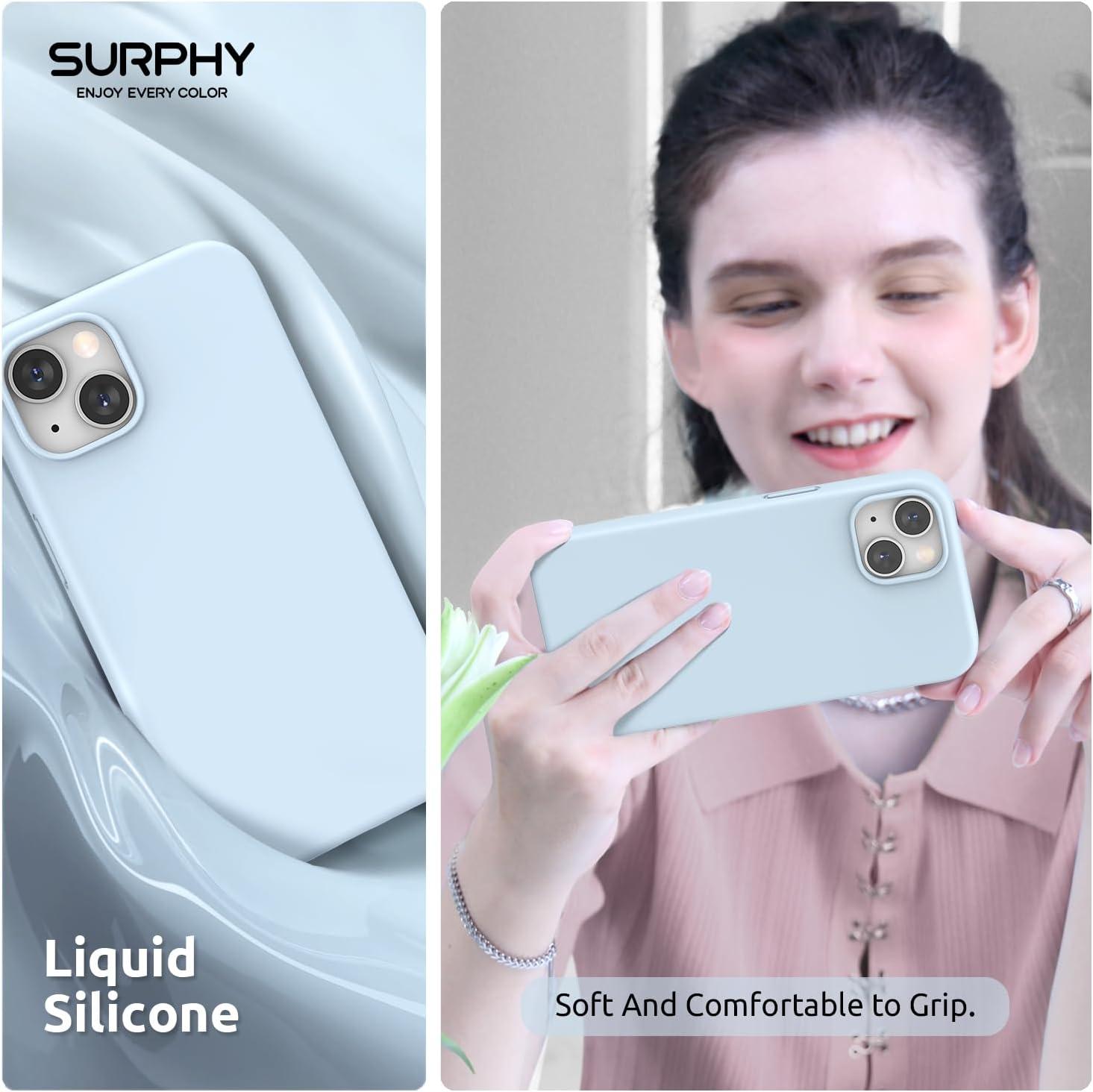 imageSURPHY Magnetic Case Designed for iPhone 13 Mini Case Compatible with MagSafe 54 inch 2021 Release Liquid Silicone Phone Case with Microfiber Lining Cactus GreenCloud Blue