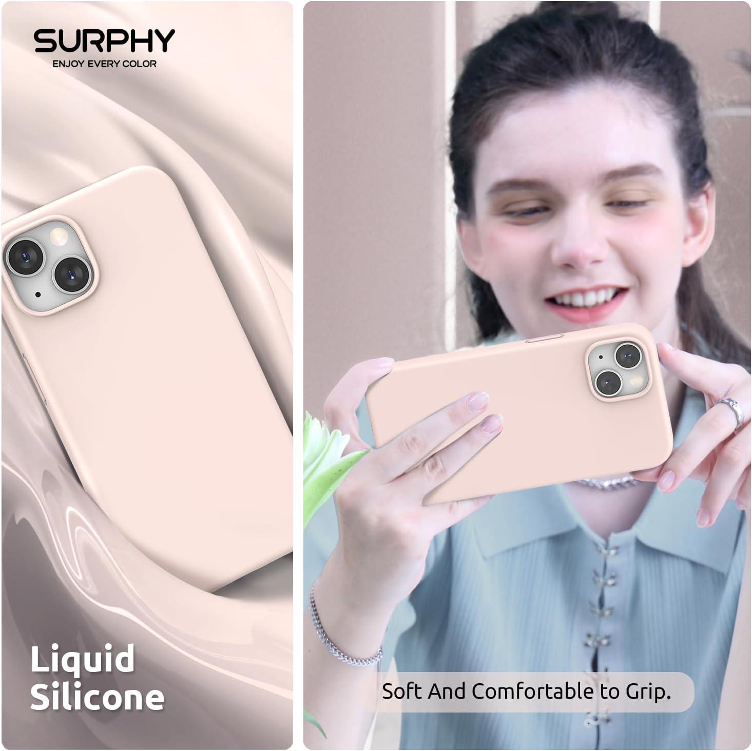 imageSURPHY Magnetic Case Designed for iPhone 13 Mini Case Compatible with MagSafe 54 inch 2021 Release Liquid Silicone Phone Case with Microfiber Lining Cactus GreenLight Pink