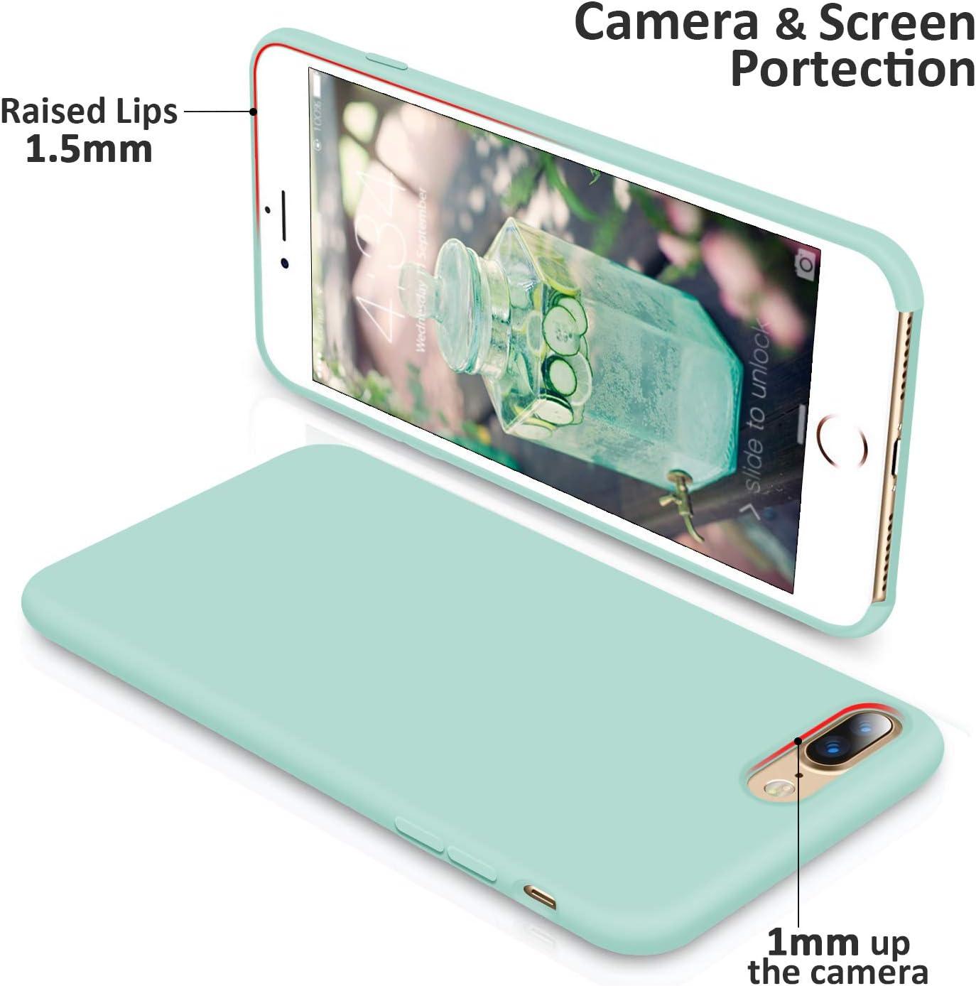 imageSURPHY Mint Green Silicone Case for iPhone 8 Plus 7 Plus 55quot Soft Liquid Silicone Rubber Slim Phone Case with Microfiber Lining ShockAbsorbent Matte Finish