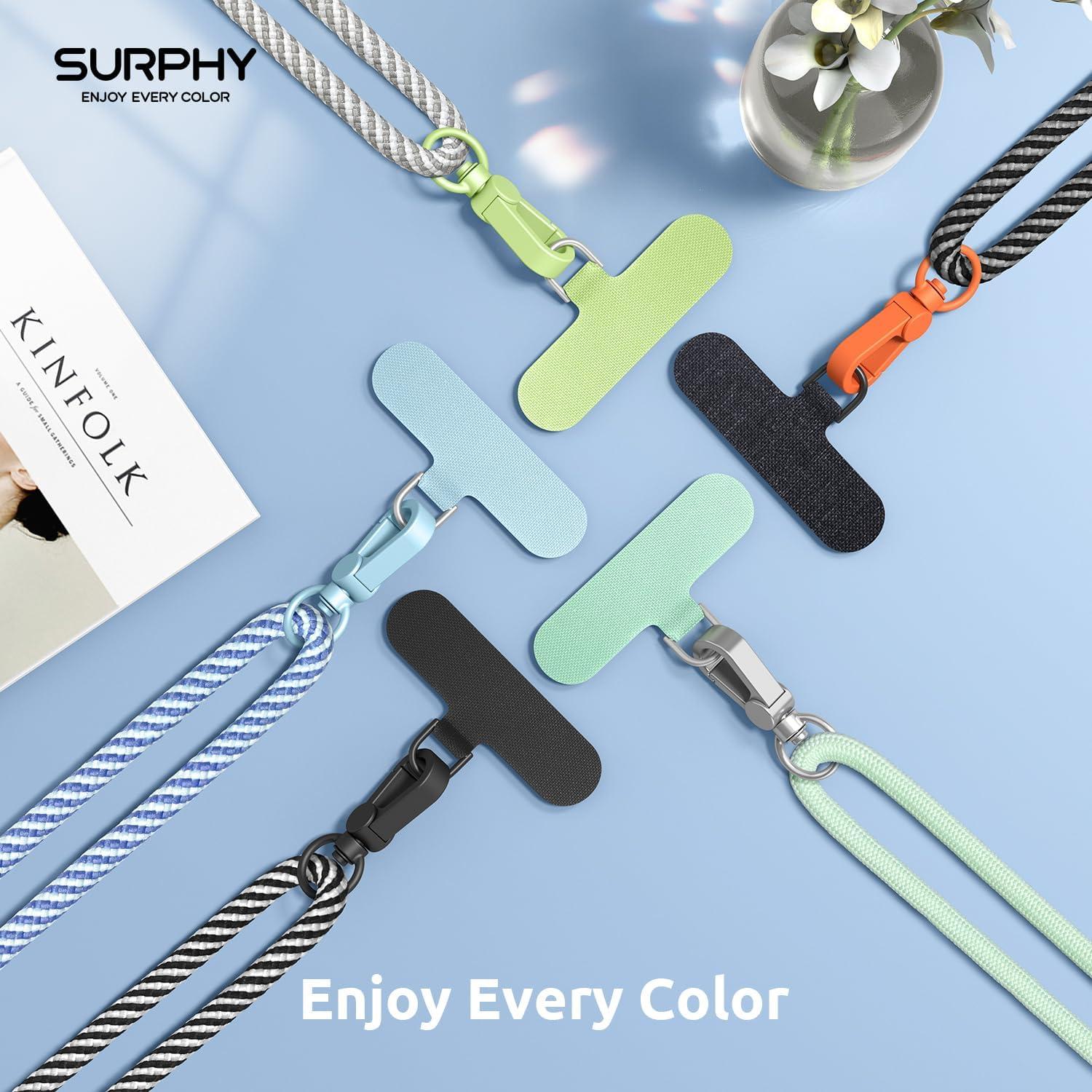 imageSURPHY Phone Lanyard Adjustable Phone Strap Crossbody with 2 Pack Cell Phone Tether Tab Premium Metal Buckles SkinFriendly Universal Cell Phone Lanyard Crossbody for Women and Men BlackGreen