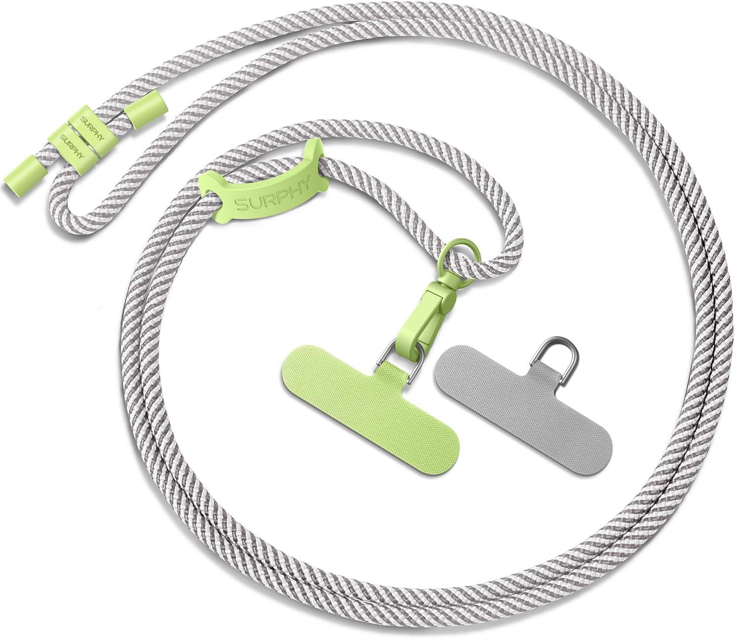 imageSURPHY Phone Lanyard Adjustable Phone Strap Crossbody with 2 Pack Cell Phone Tether Tab Premium Metal Buckles SkinFriendly Universal Cell Phone Lanyard Crossbody for Women and Men BlackGray White