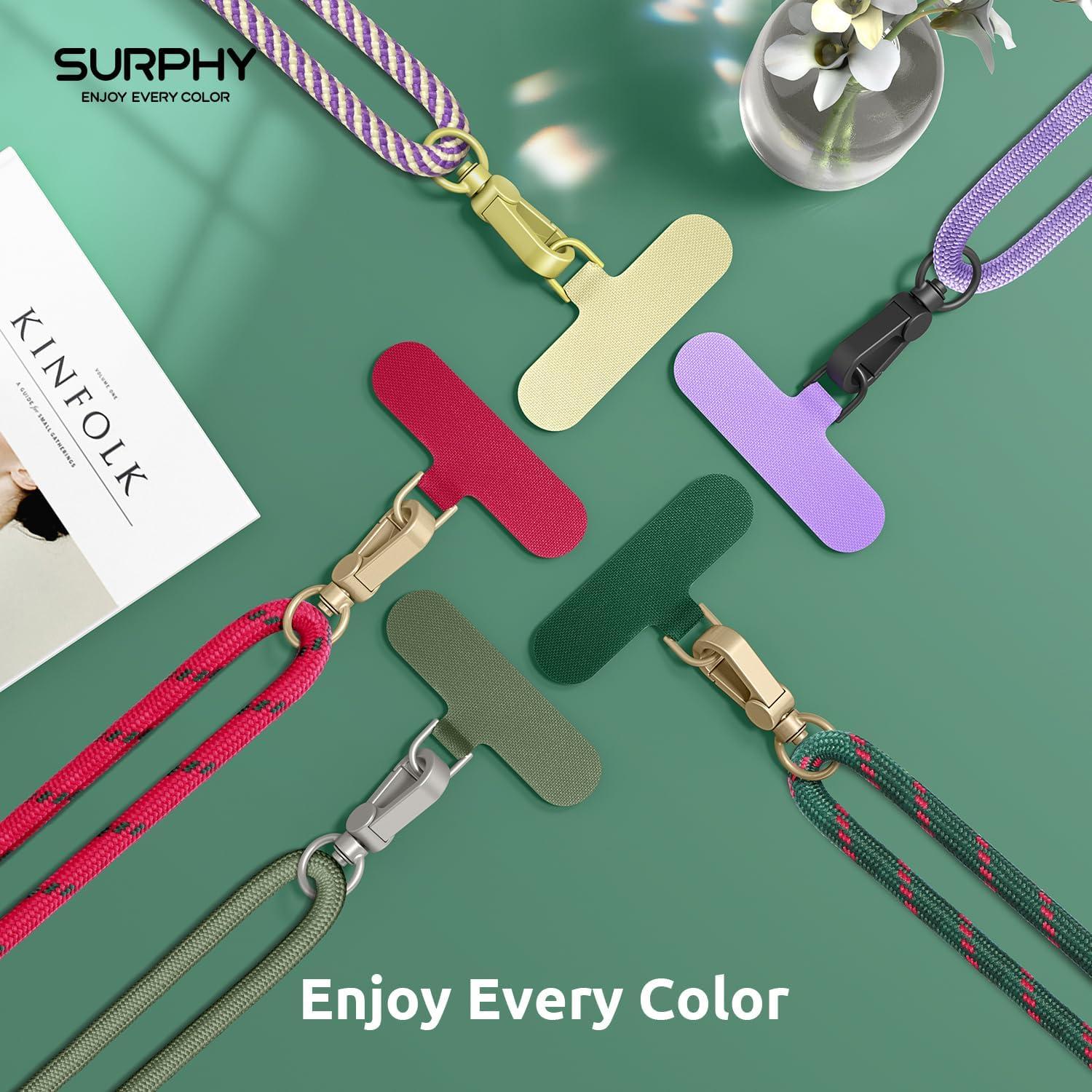 imageSURPHY Phone Lanyard Adjustable Phone Strap Crossbody with 2 Pack Cell Phone Tether Tab Premium Metal Buckles SkinFriendly Universal Cell Phone Lanyard Crossbody for Women and Men BlackChristmas Green