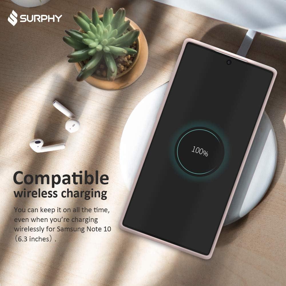 imageSURPHY Silicone Case Compatible with Galaxy Note 10 Case 63 inches Slim Liquid Silicone Full Body Phone Case with Microfiber Lining for Galaxy Note 10 63 Pink