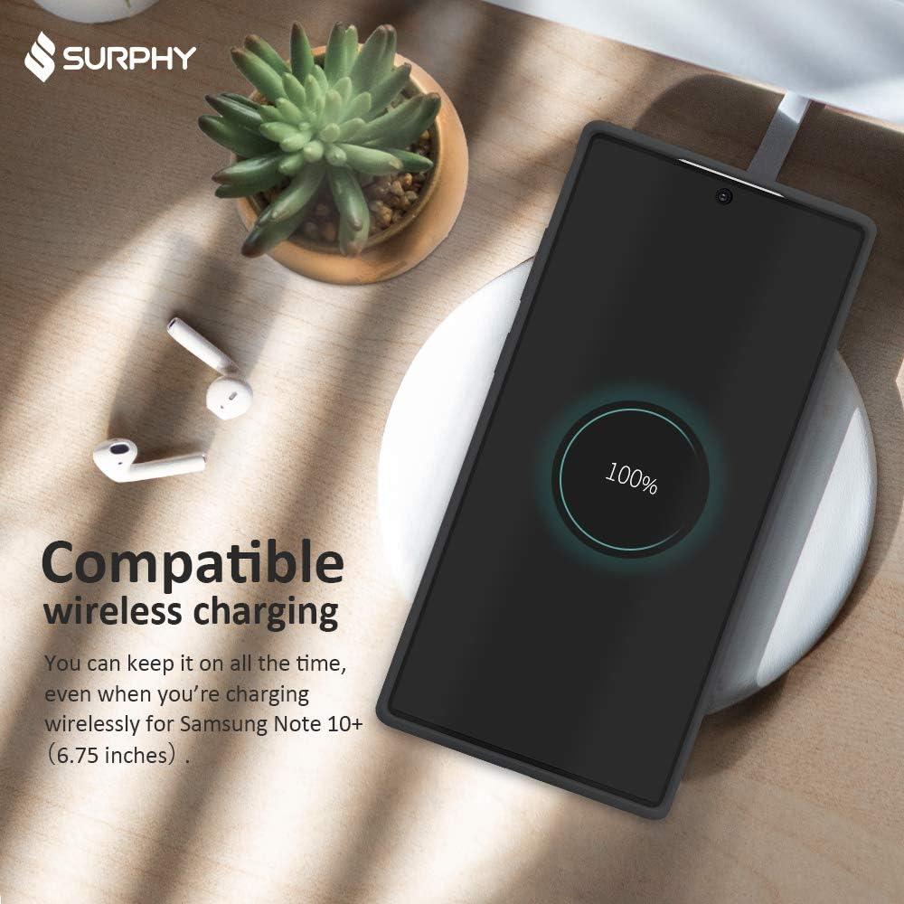 imageSURPHY Silicone Case Compatible with Galaxy Note 10 Plus Case 68 inches Slim Liquid Silicone Full Body Phone Case with Microfiber Lining for Galaxy Note 10 Plus 68 Black