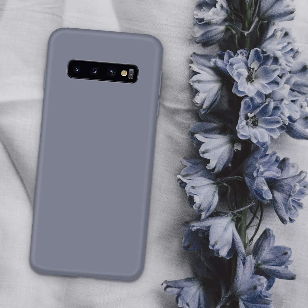 imageSURPHY Silicone Case Compatible with Galaxy S10 Plus Case 64 inches Slim Liquid Silicone Full Body Phone Case with Microfiber Lining for Galaxy S10 Plus 64 Lavender Gray