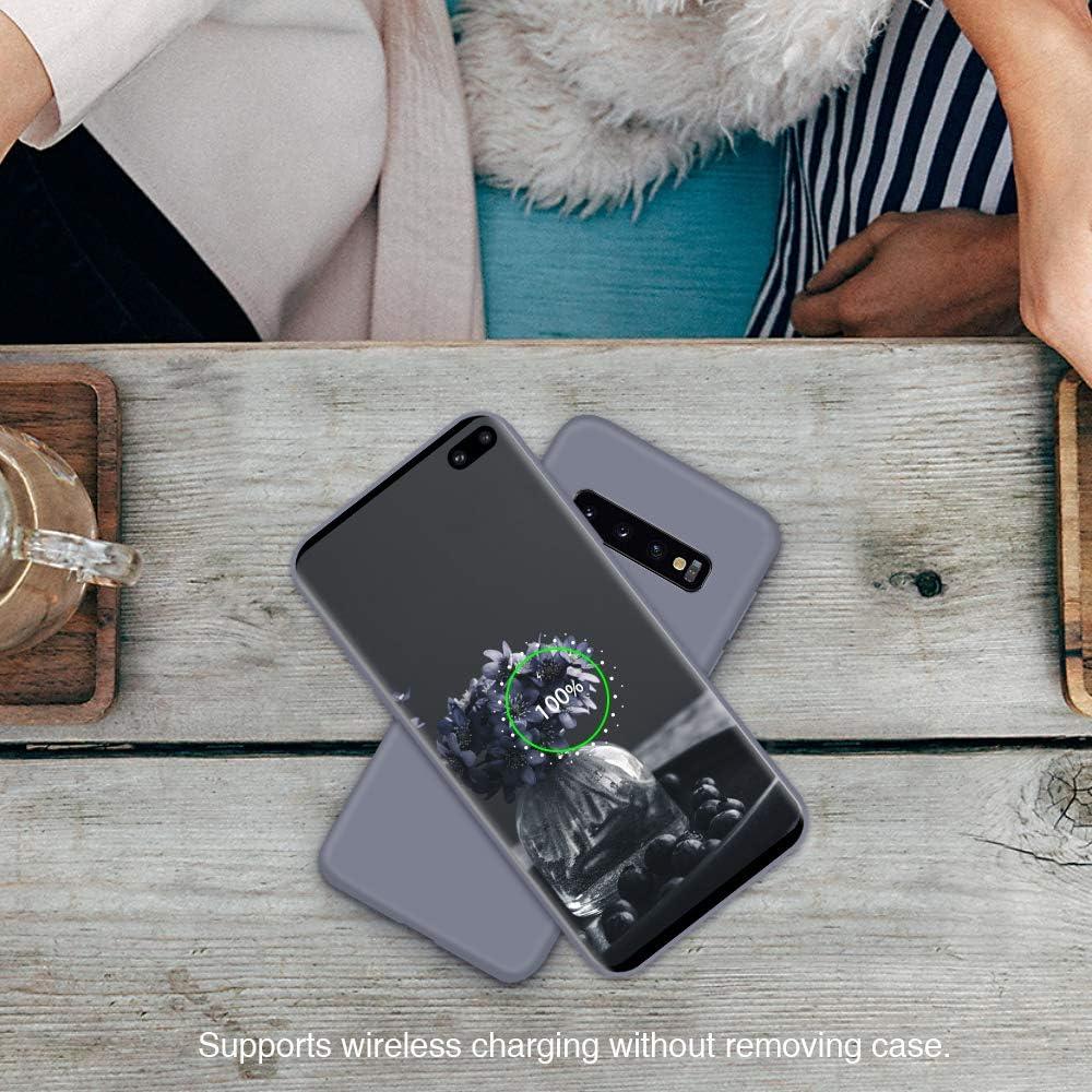 imageSURPHY Silicone Case Compatible with Galaxy S10 Plus Case 64 inches Slim Liquid Silicone Full Body Phone Case with Microfiber Lining for Galaxy S10 Plus 64 Lavender Gray