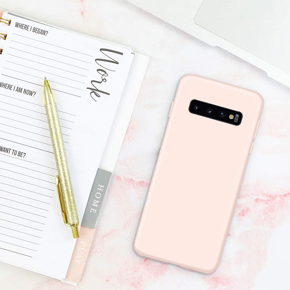 imageSURPHY Silicone Case Compatible with Galaxy S10 Plus Case 64 inches Slim Liquid Silicone Full Body Phone Case with Microfiber Lining for Galaxy S10 Plus 64 Light Pink