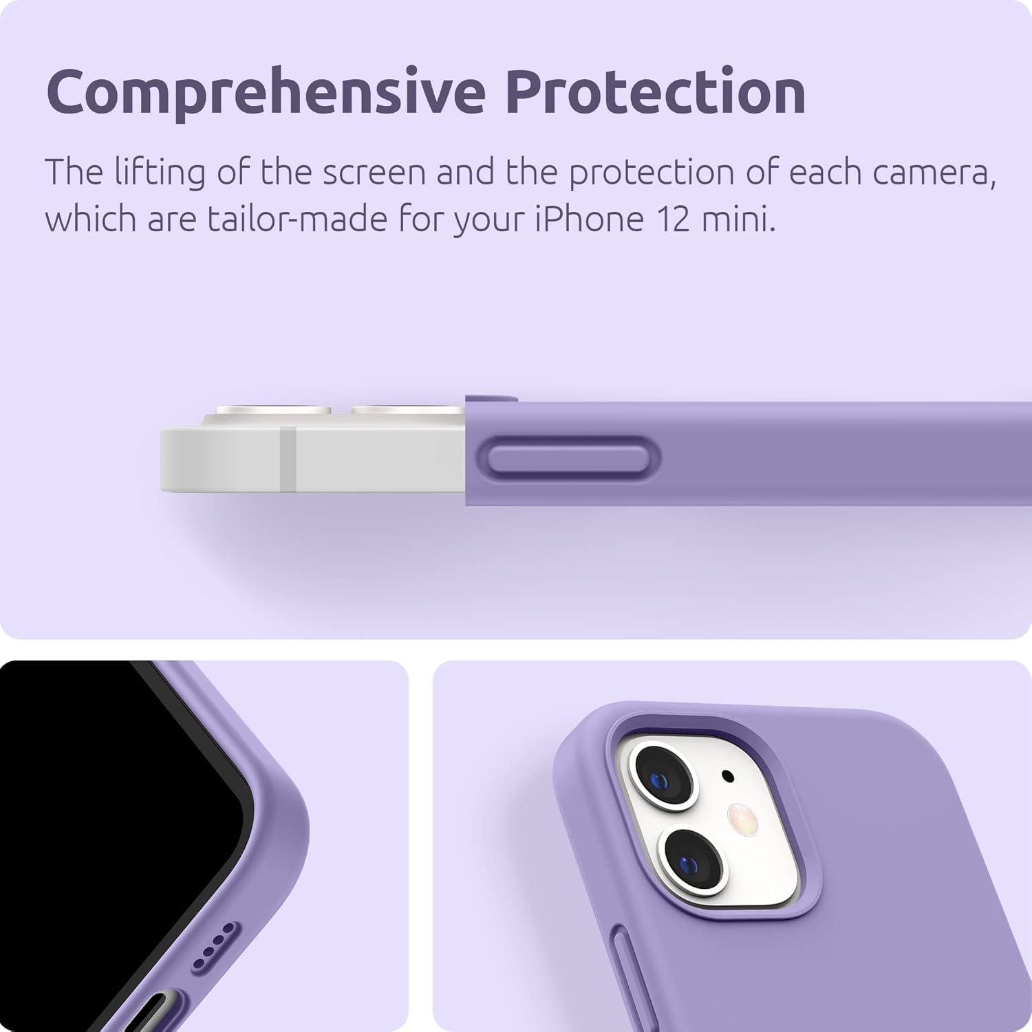 imageSURPHY Silicone Case Compatible with iPhone 12 Mini Case 54 inches Liquid Silicone Phone Case with Microfiber Lining Designed for iPhone 12 Mini 2020 BlueLight Purple