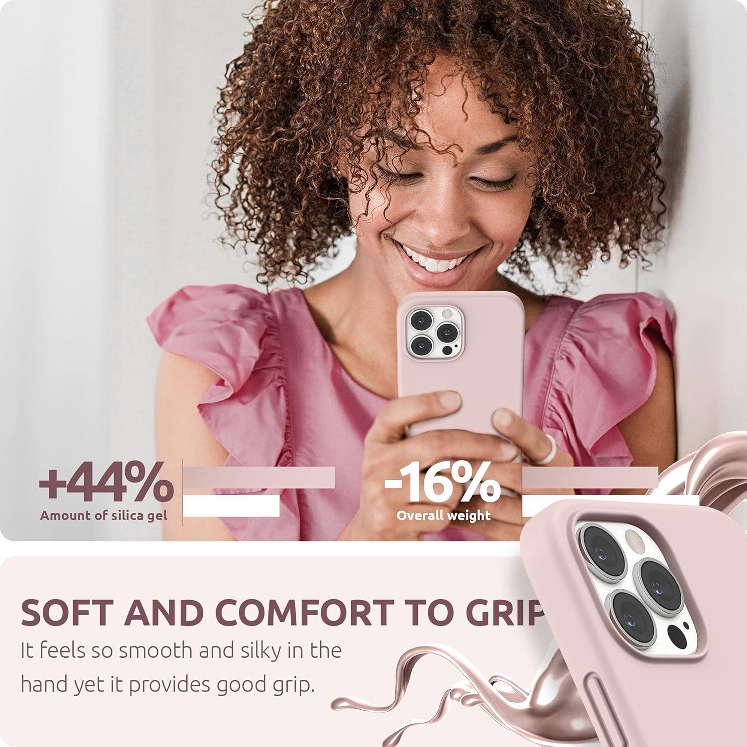 imageSURPHY Silicone Case Compatible with iPhone 13 Pro Max Case 67 inch 2021 Liquid Silicone Phone Case with Microfiber Lining Designed for iPhone 13 Pro Max 67 Pink SandPink Sand