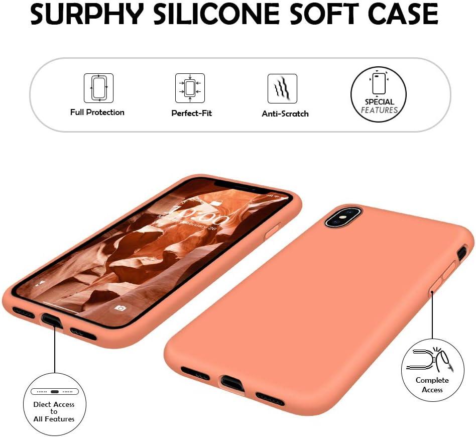 imageSURPHY Silicone Case for iPhone Xs X 58 inch Orange Peach Glossy Finish Not Water Resistant Solid Pattern Standard Packaging Compatible with iPhone Xs X