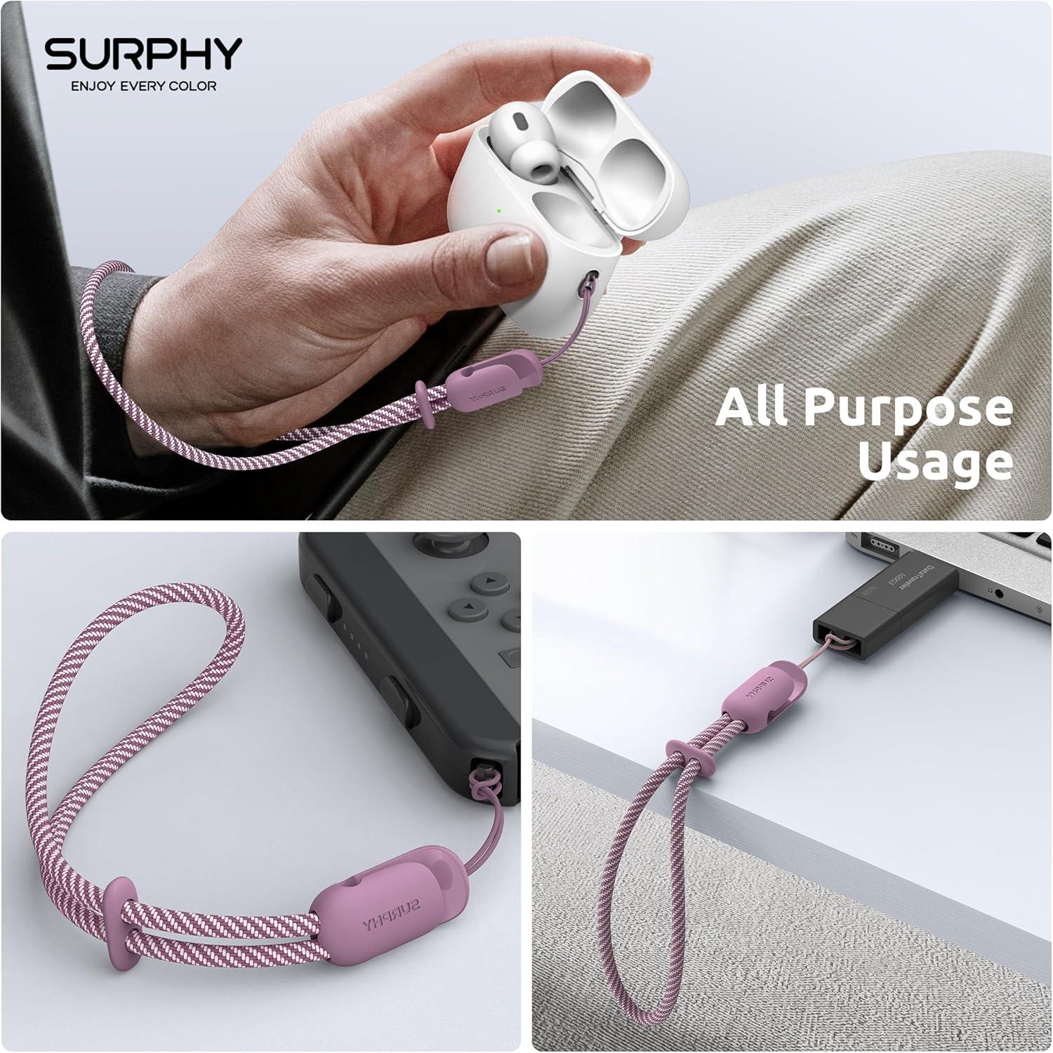 imageSURPHY Silicone case for iPhone 16 Pro Max Lilac Purple Phone Strap Crossbody with 2 Pack Phone Tether Tab Greyampamp Purple