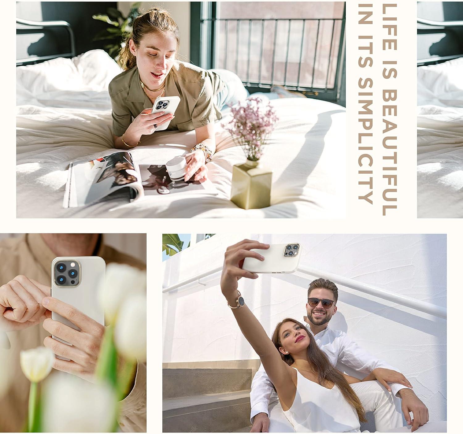 imageSURPHY Slim Fit Compatible for iPhone 13 Pro Max Case with Screen Protector Compatible with MagSafe Ultra Thin Hard PC Phone Case 67 inch 2021 Ivory WhiteIvory White