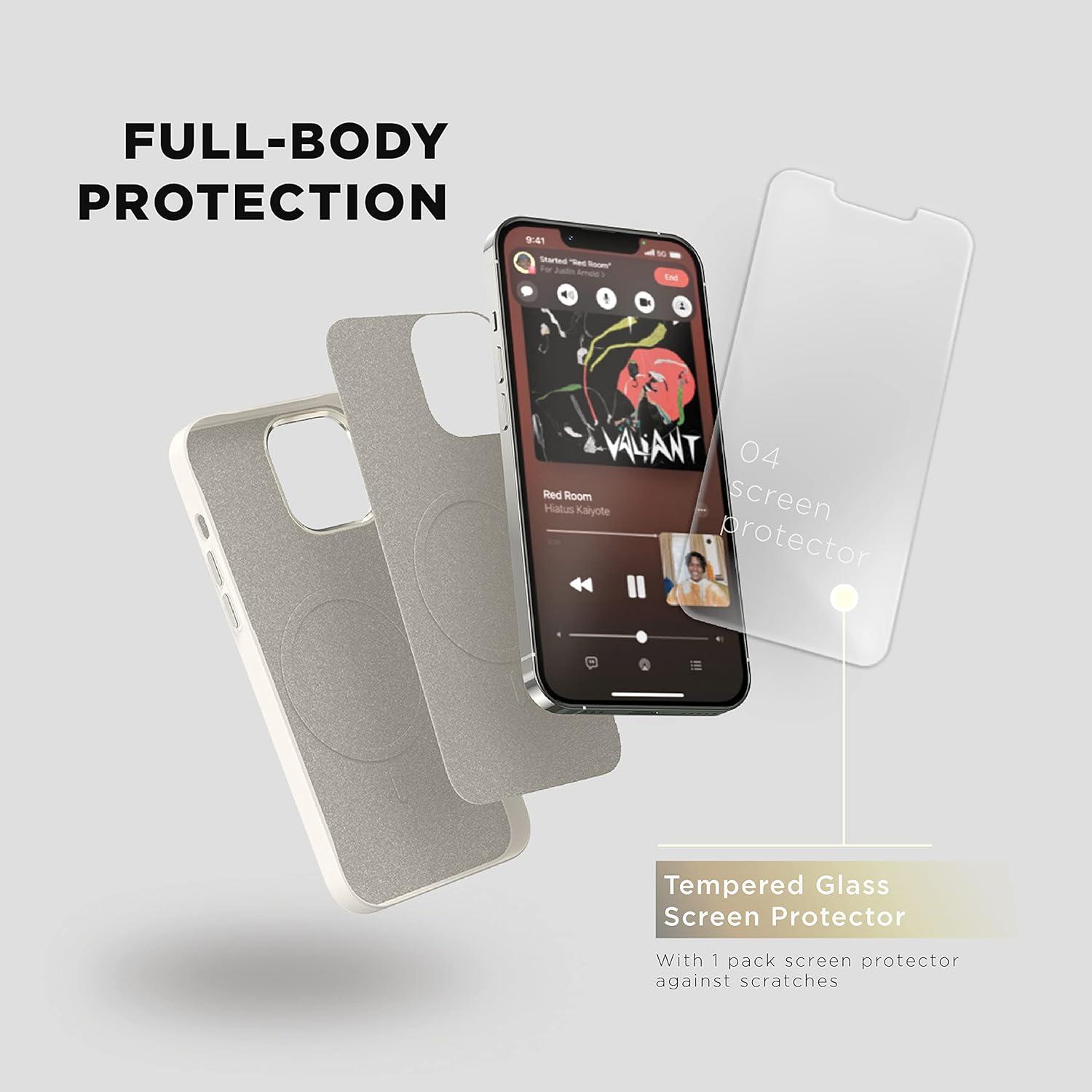 imageSURPHY Slim Fit Compatible for iPhone 13 Pro Max Case with Screen Protector Compatible with MagSafe Ultra Thin Hard PC Phone Case 67 inch 2021 Ivory WhiteIvory White