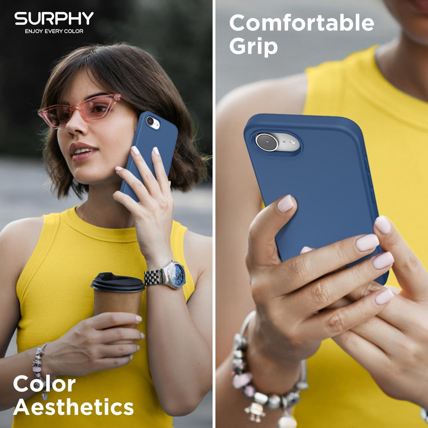 imageSURPHY for iPhone 16e Case Compatible with MagSafe 2025 61 inch with Screen Protector Liquid Silicone Phone Case Cactus GreenBlue Jay