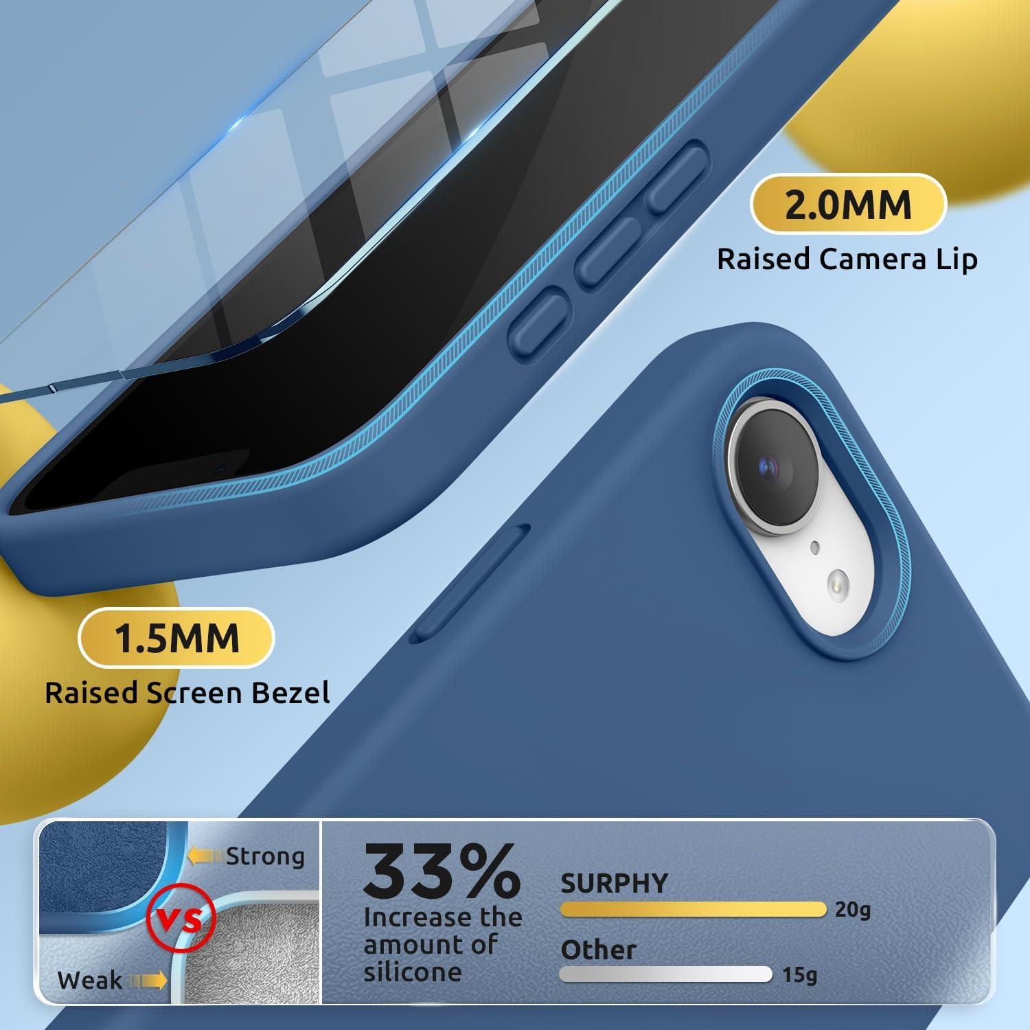 imageSURPHY for iPhone 16e Case Compatible with MagSafe 2025 61 inch with Screen Protector Liquid Silicone Phone Case Cactus GreenBlue Jay