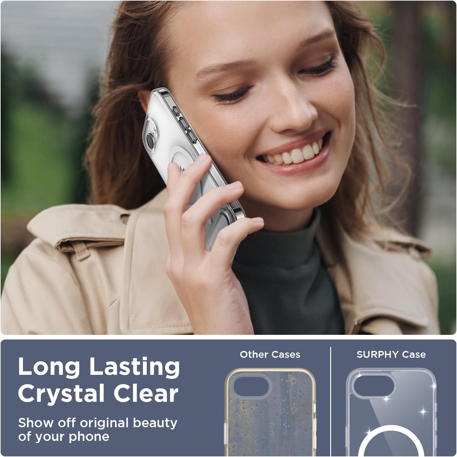 imageSURPHY for iPhone 16e Case Compatible with MagSafe 2025 61 inch with Screen Protector Liquid Silicone Phone Case Cactus GreenClear