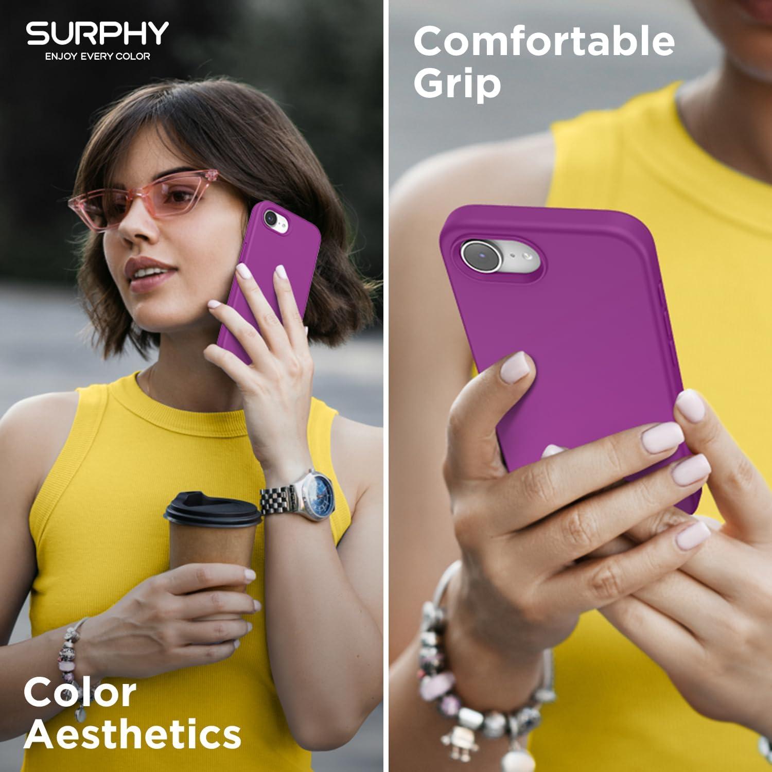 imageSURPHY for iPhone 16e Case Compatible with MagSafe 2025 61 inch with Screen Protector Liquid Silicone Phone Case Cactus GreenFuchsia