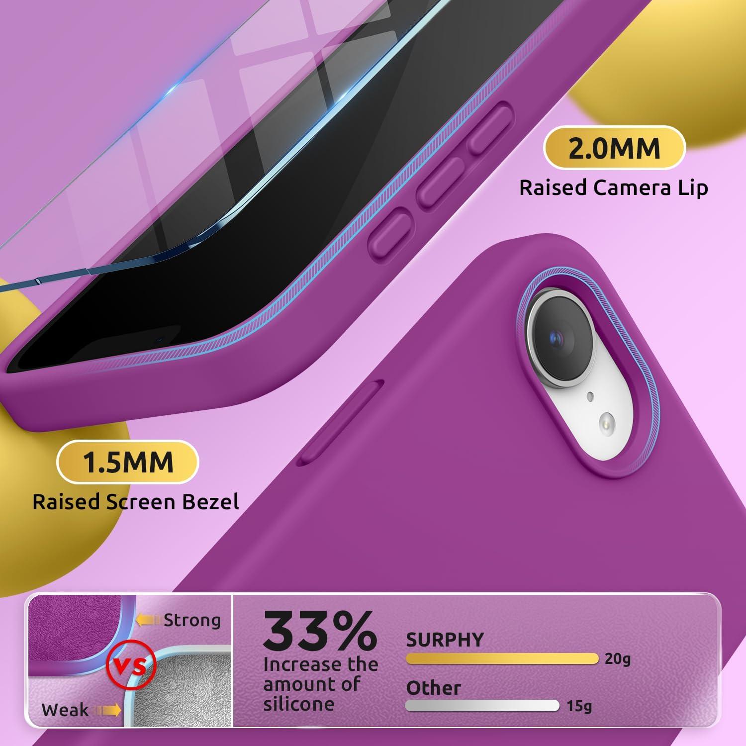 imageSURPHY for iPhone 16e Case Compatible with MagSafe 2025 61 inch with Screen Protector Liquid Silicone Phone Case Cactus GreenFuchsia