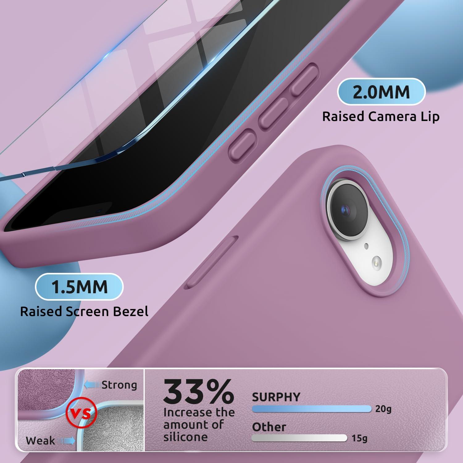 imageSURPHY for iPhone 16e Case Compatible with MagSafe 2025 61 inch with Screen Protector Liquid Silicone Phone Case Cactus GreenLilac Purple