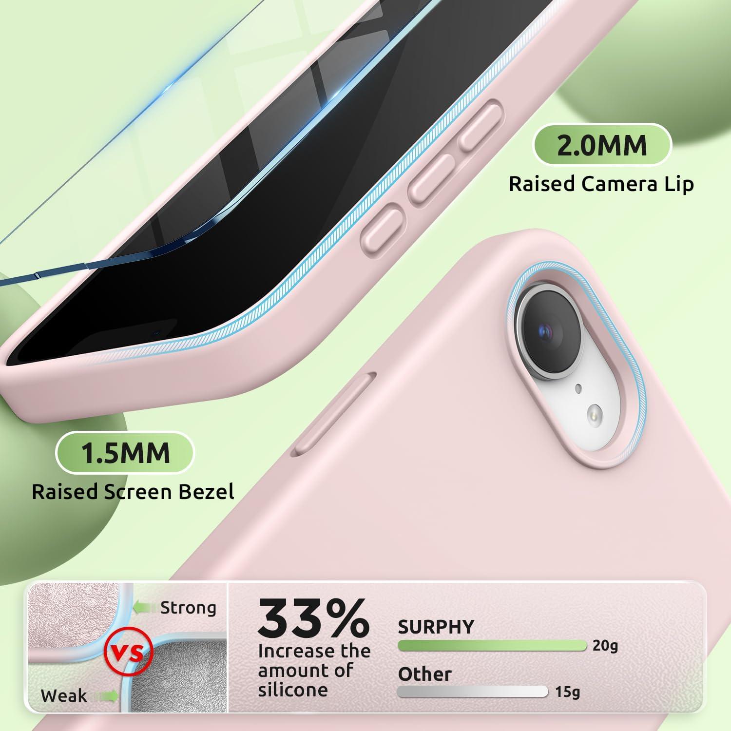 imageSURPHY for iPhone 16e Case Compatible with MagSafe 2025 61 inch with Screen Protector Liquid Silicone Phone Case Cactus GreenPink