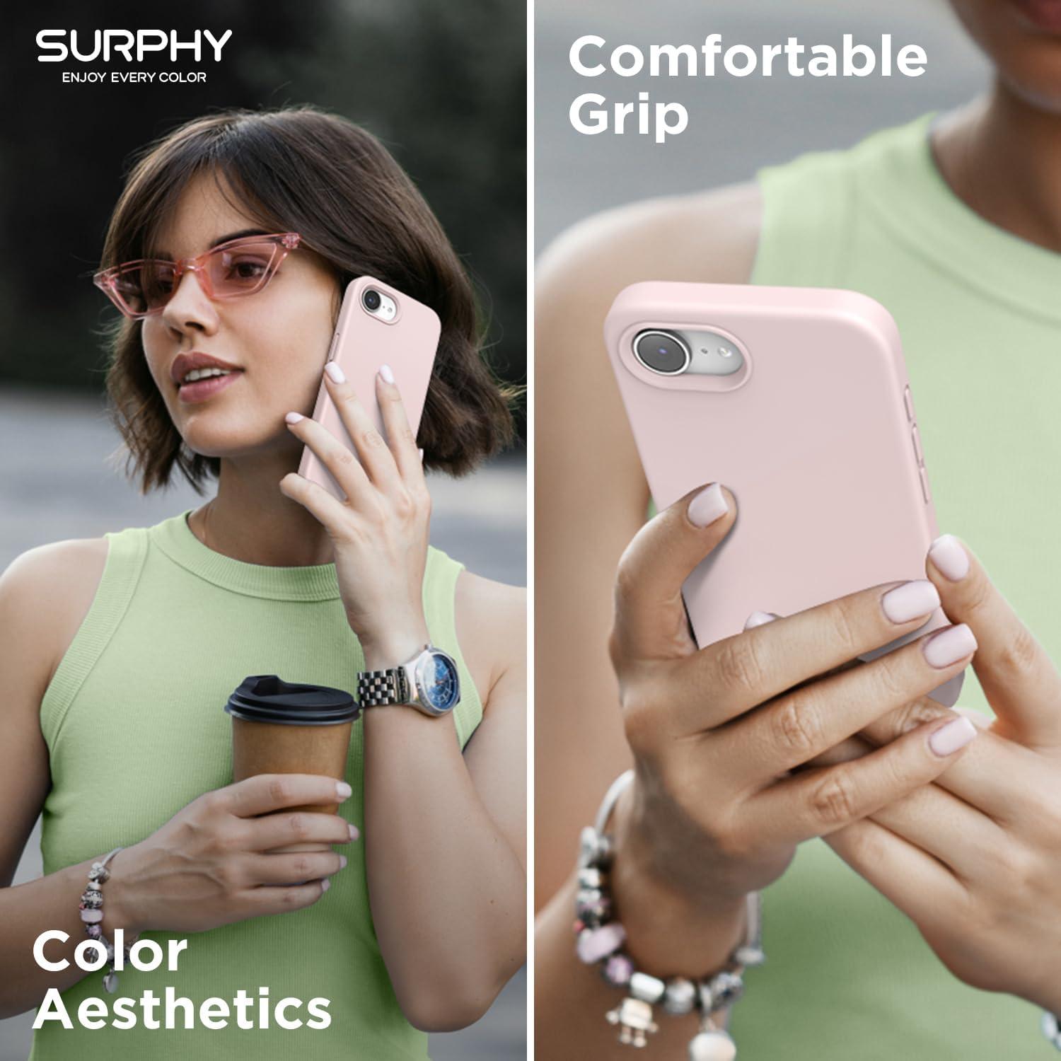 imageSURPHY for iPhone 16e Case Compatible with MagSafe 2025 61 inch with Screen Protector Liquid Silicone Phone Case Cactus GreenPink