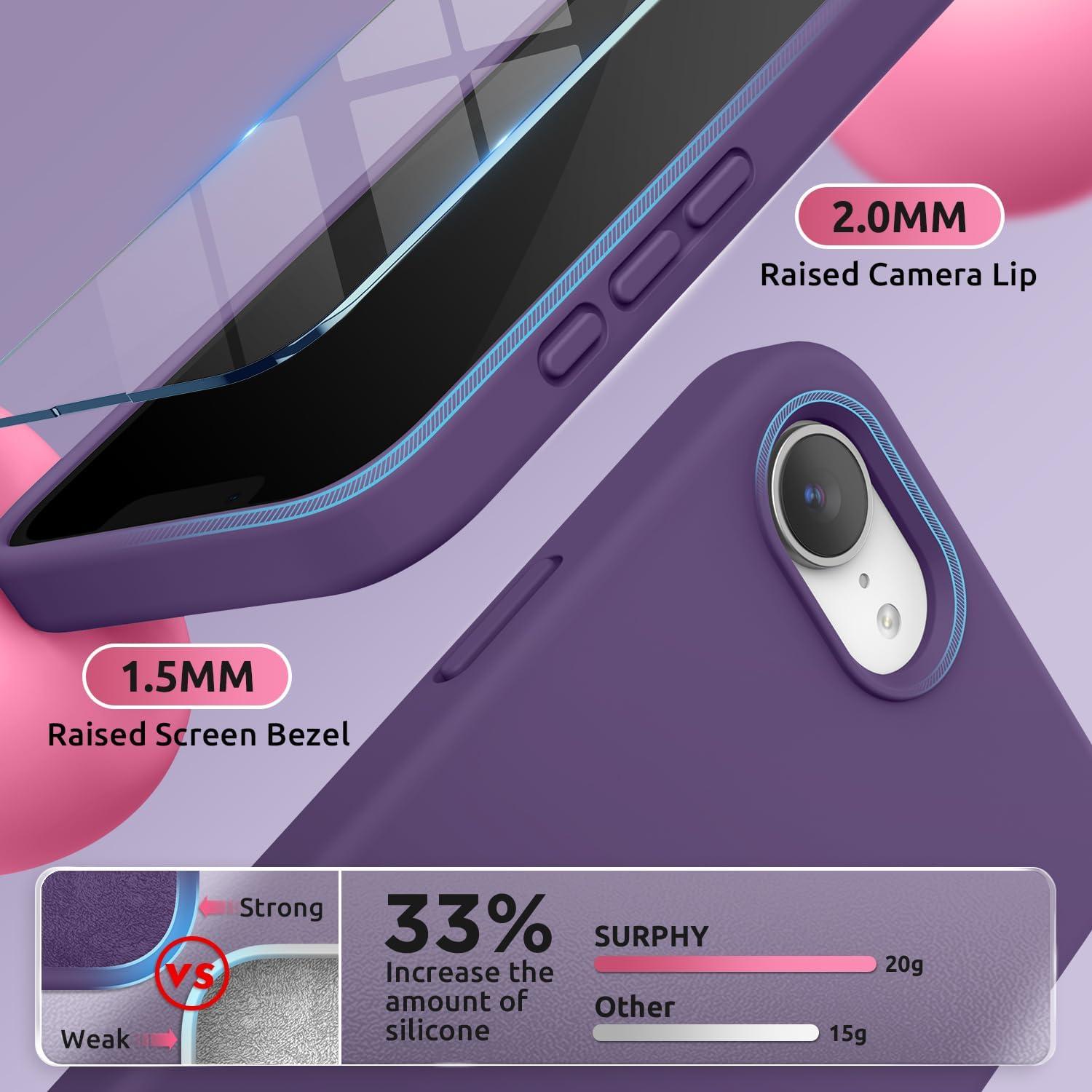 imageSURPHY for iPhone 16e Case Compatible with MagSafe 2025 61 inch with Screen Protector Liquid Silicone Phone Case Cactus GreenPlum