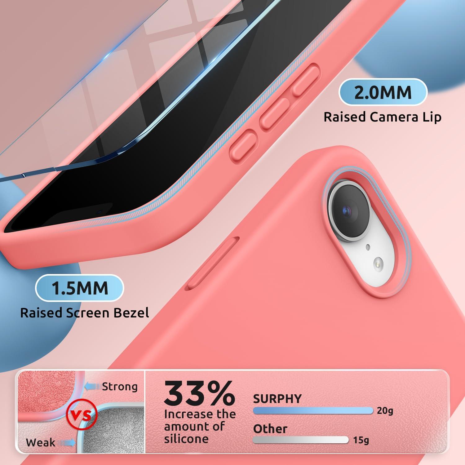 imageSURPHY for iPhone 16e Case Compatible with MagSafe 2025 61 inch with Screen Protector Liquid Silicone Phone Case Cactus GreenTangerine