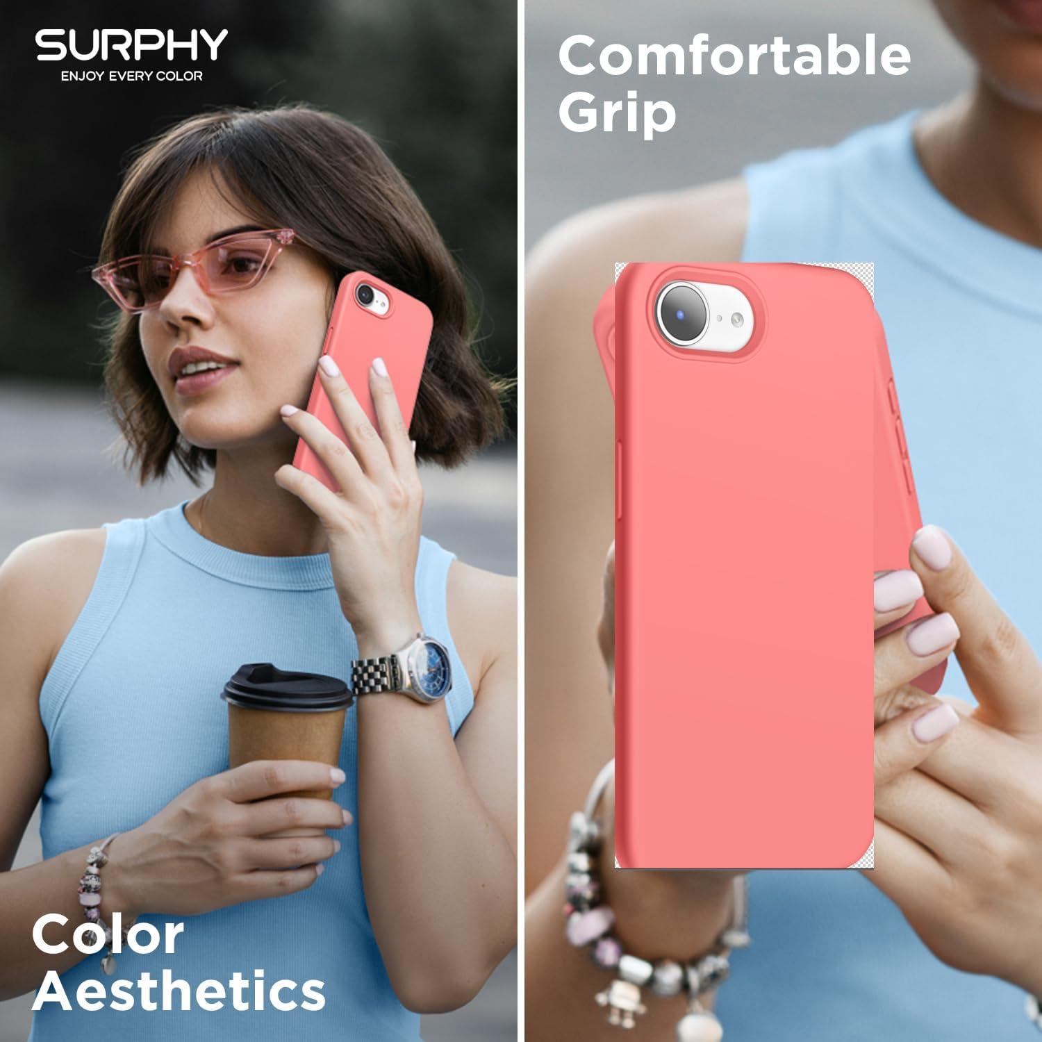 imageSURPHY for iPhone 16e Case Compatible with MagSafe 2025 61 inch with Screen Protector Liquid Silicone Phone Case Cactus GreenTangerine