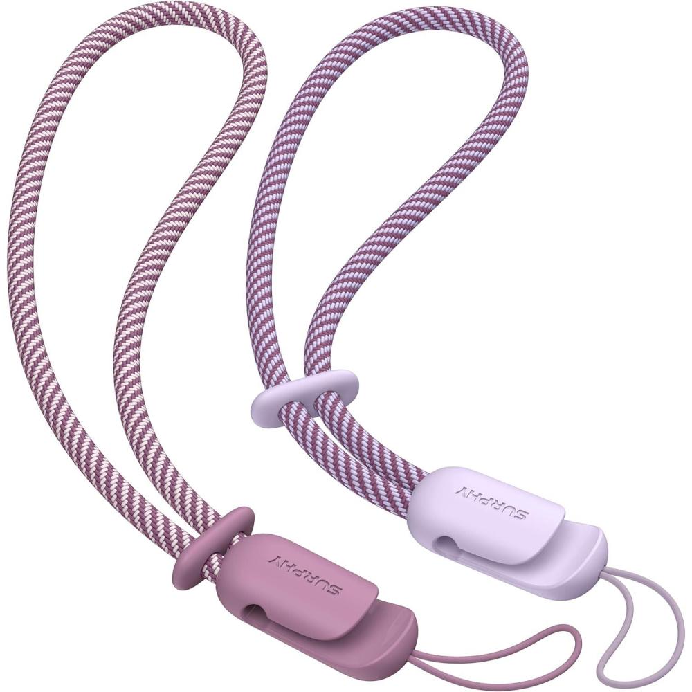 imageSURPHY 2 Pack Phone Lanyard for Cellphone Case Phone Wrist Strap for Case Cellphone Strap with 2Color Braided Charm Wrist Lanyard for Women and Men Black ampamp GrayLilac Lilac Purple