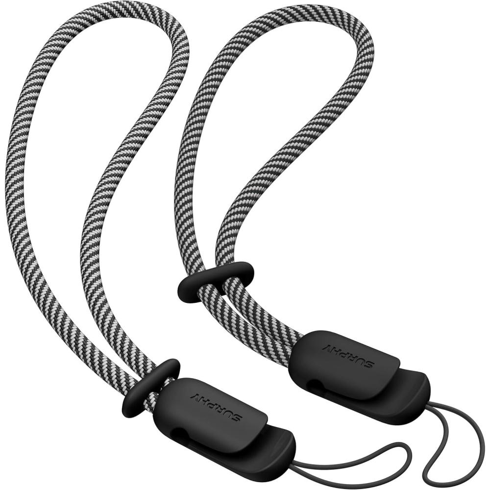 imageSURPHY 2 Pack Phone Lanyard for Cellphone Case Phone Wrist Strap for Case Cellphone Strap with 2Color Braided Charm Wrist Lanyard for Women and Men Black ampamp GrayBlack Black
