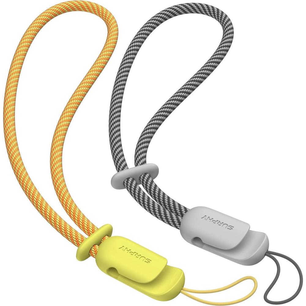 imageSURPHY 2 Pack Phone Lanyard for Cellphone Case Phone Wrist Strap for Case Cellphone Strap with 2Color Braided Charm Wrist Lanyard for Women and Men Black ampamp GrayYellow  Gray