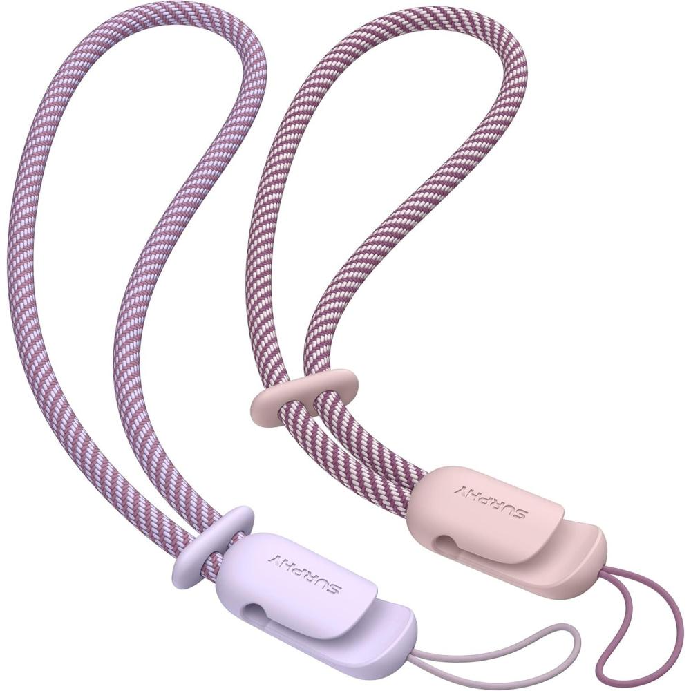 imageSURPHY 2 Pack Phone Lanyard for Cellphone Case Phone Wrist Strap for Case Cellphone Strap with 2Color Braided Charm Wrist Lanyard for Women and Men Black ampamp GrayPink Lilac