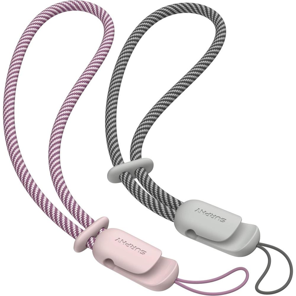 imageSURPHY 2 Pack Phone Lanyard for Cellphone Case Phone Wrist Strap for Case Cellphone Strap with 2Color Braided Charm Wrist Lanyard for Women and Men Black ampamp GrayPink  Gray