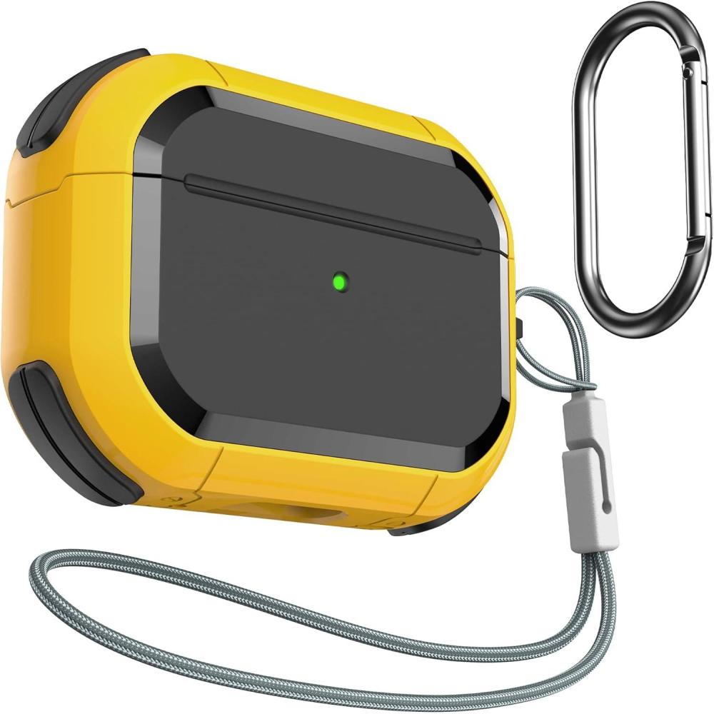 imageSURPHY Armor Case for AirPods Pro 2 ampamp Pro Rugged Protective Case with Keychain Front LED Visible Yellow