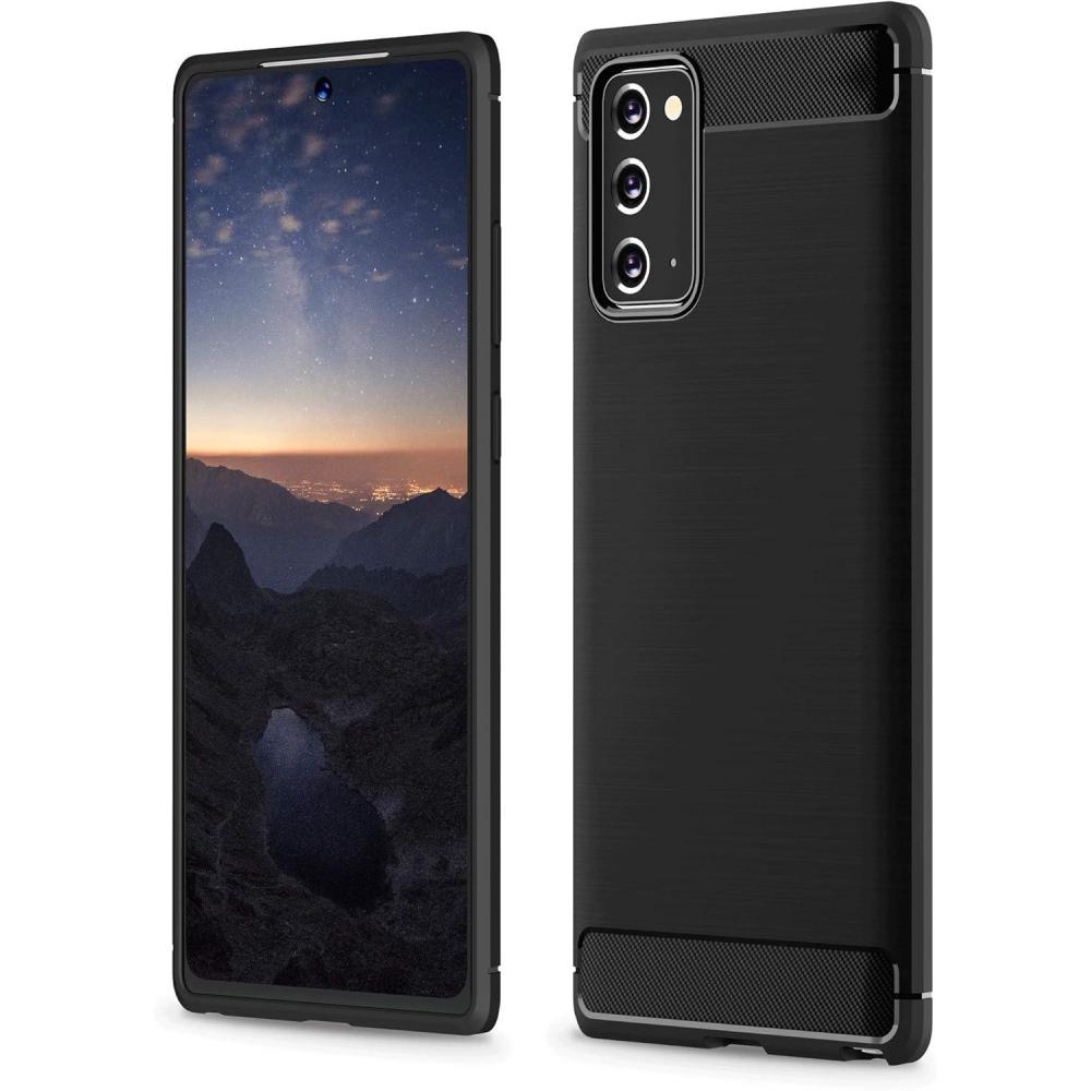 imageSURPHY Case Compatible with Galaxy Note 20 Case 67 Inches Carbon Fiber ampamp Brushed Effect Flexible TPU Phone Case for Note 20 Black