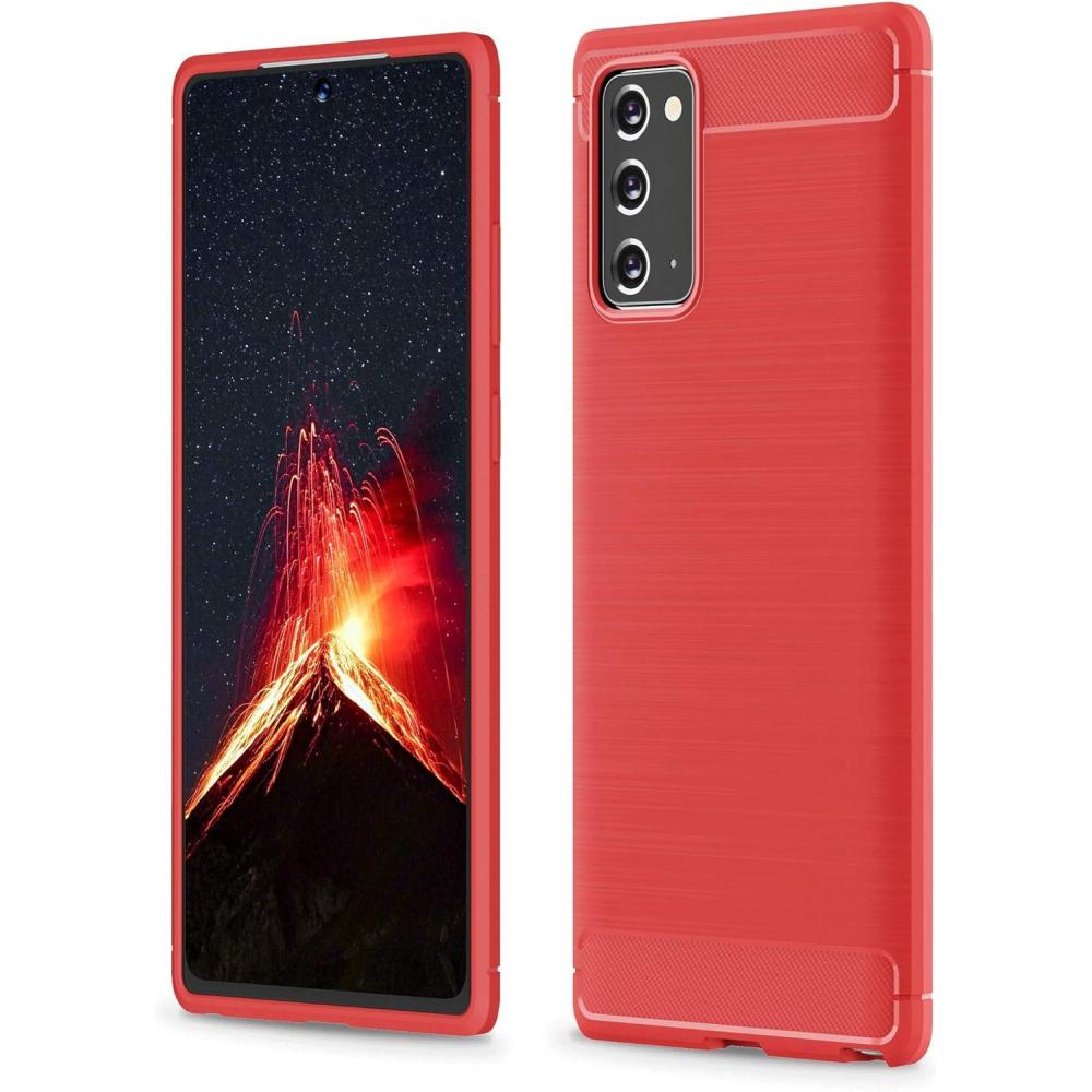 imageSURPHY Case Compatible with Galaxy Note 20 Case 67 Inches Carbon Fiber ampamp Brushed Effect Flexible TPU Phone Case for Note 20 Red