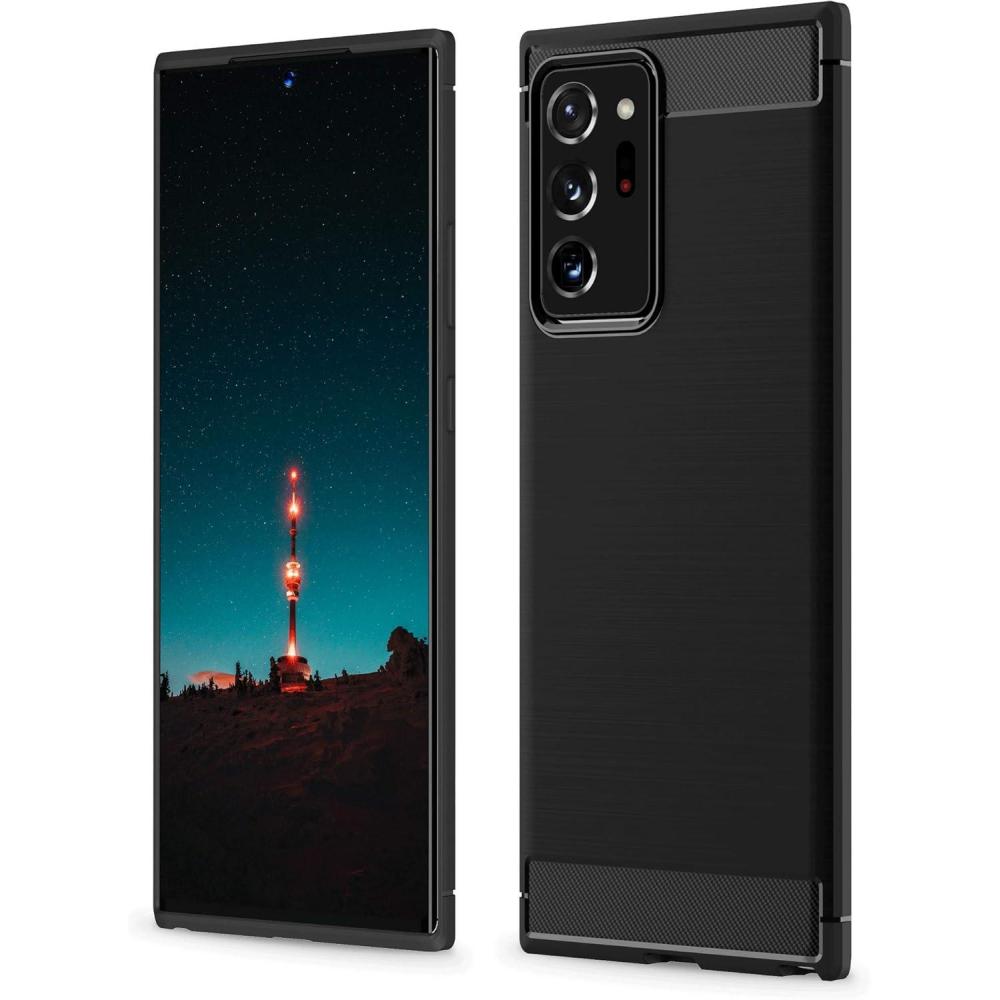 imageSURPHY Case Compatible with Galaxy Note 20 Ultra Case 69 InchesCarbon Fiber ampamp Brushed Effect Flexible TPU Phone Case for Note 20 Ultra Black