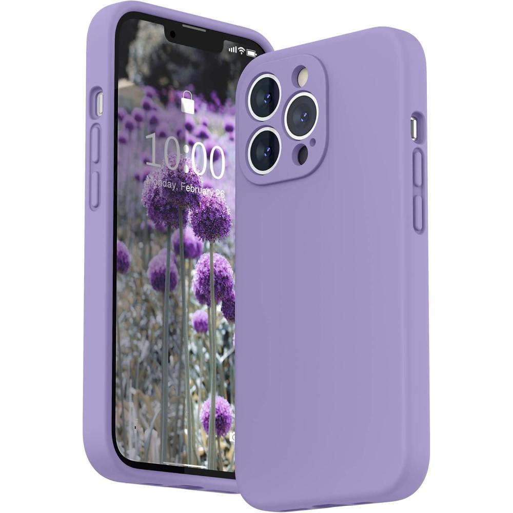 imageSURPHY Case for iPhone 13 Pro Case with Screen Protector 13 Pro Liquid Silicone Phone Cases Camera Protection ampamp Soft Microfiber Lining BlackLight Purple