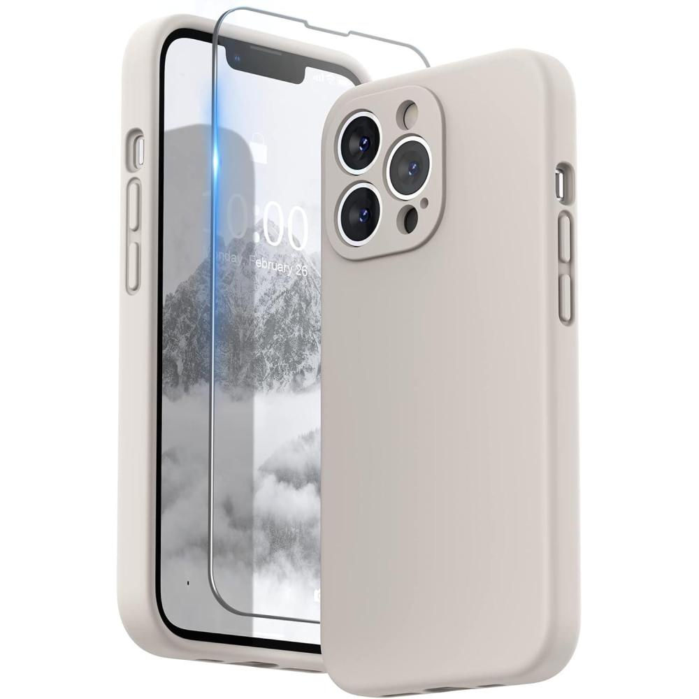 imageSURPHY Case for iPhone 13 Pro Case with Screen Protector 13 Pro Liquid Silicone Phone Cases Camera Protection ampamp Soft Microfiber Lining BlackStone