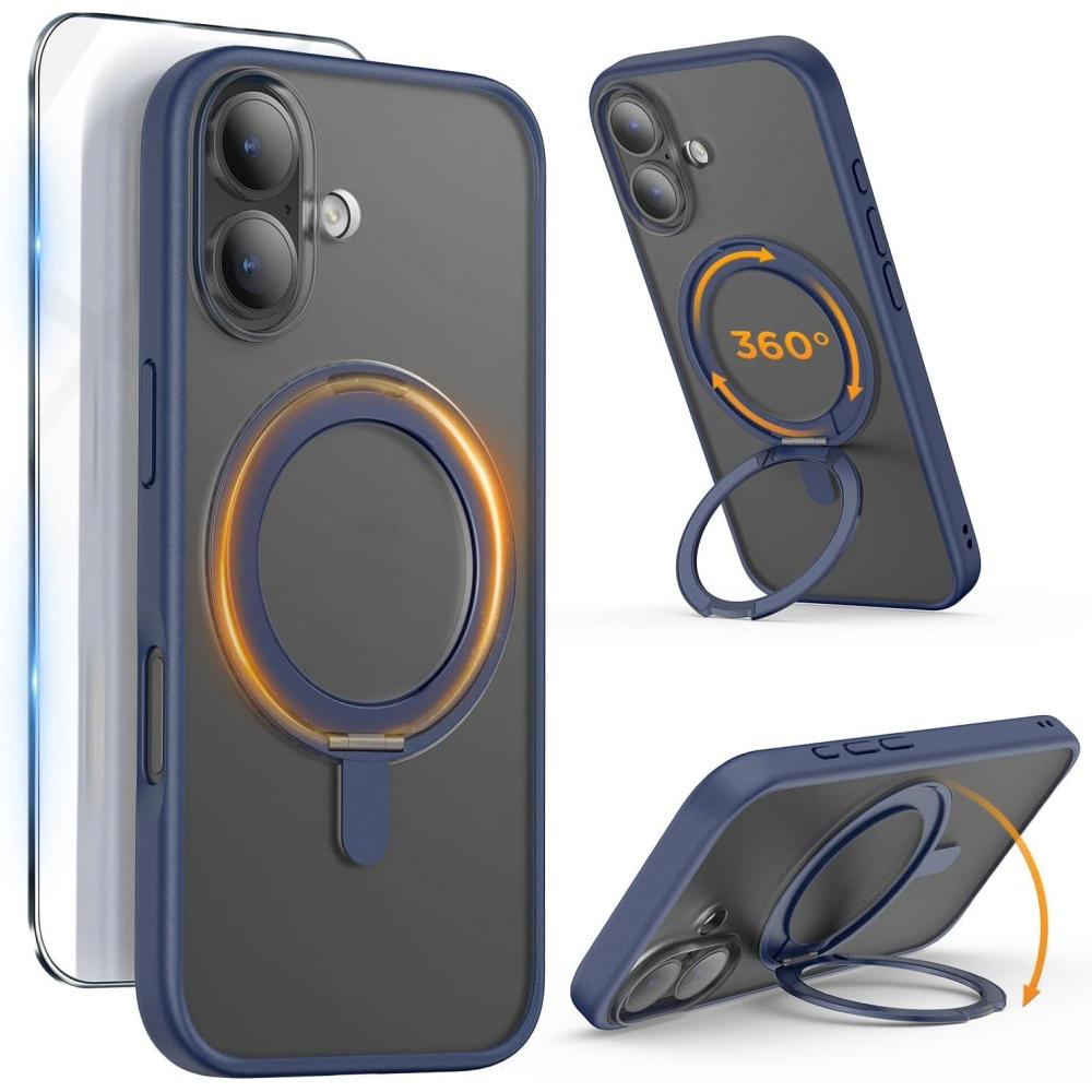 imageSURPHY Case for iPhone 17 Case with Screen Protector 63 inch 2025 Compatible with MagSafe Liquid Silicone 17 Phone Cases Whit Soft Microfiber Lining Lilac PurpleAStand Blue