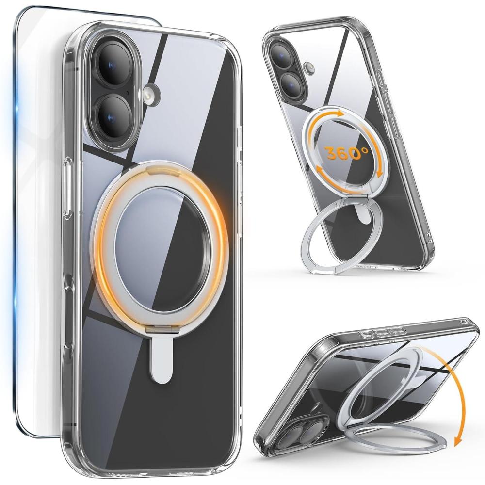 imageSURPHY Case for iPhone 17 Case with Screen Protector 63 inch 2025 Compatible with MagSafe Liquid Silicone 17 Phone Cases Whit Soft Microfiber Lining Lilac PurpleAStand Clear