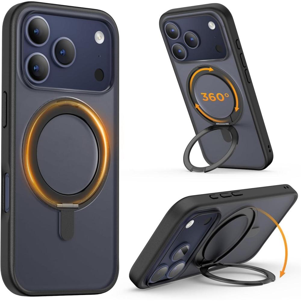 imageSURPHY Case for iPhone 17 Pro Case Compatible with MagSafe 63 inch 2025 Liquid Silicone 17 Pro Phone Cases Whit Soft Microfiber Lining Lilac PurpleAStand Black